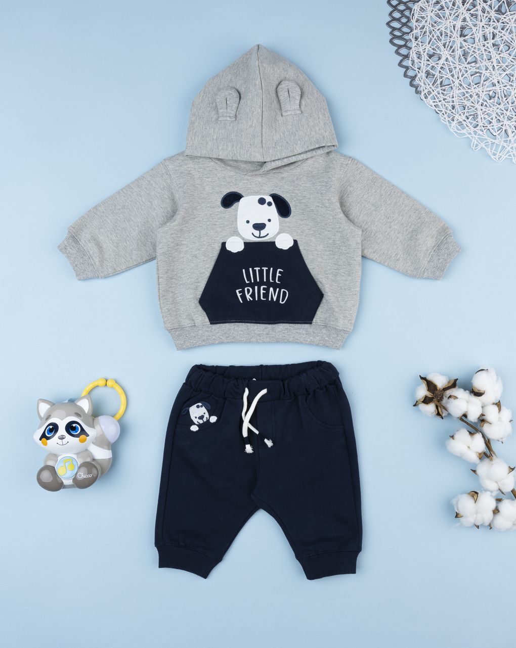 Jogging bimbo grigio e blu