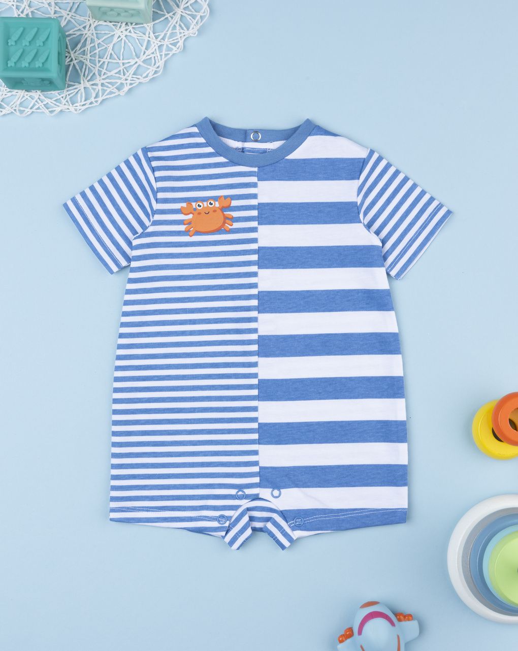 Pagliaccetto bimbo righe bianco/blu ganchio