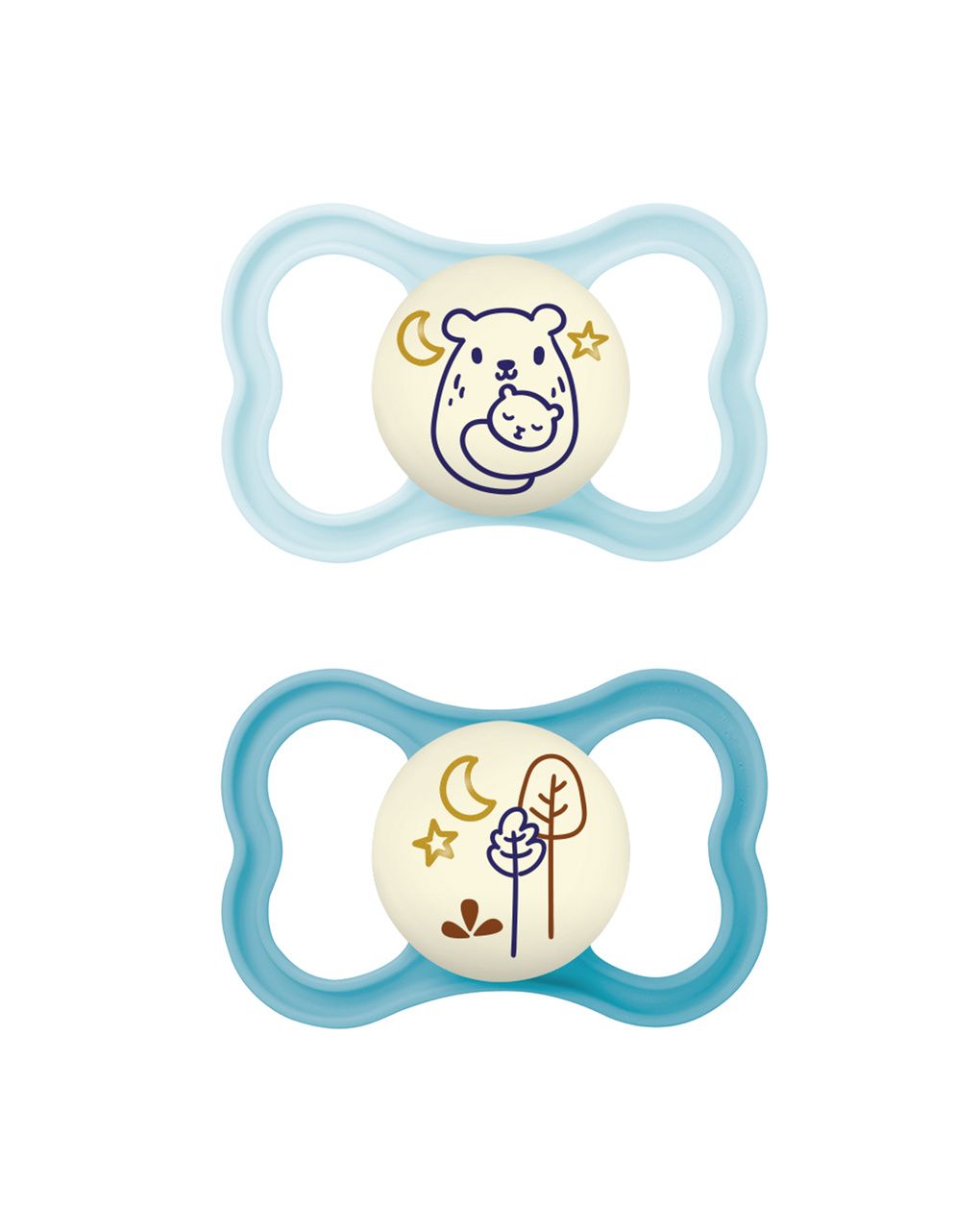 Succhietti air night 16+ silicone bio-circolare conf. doppia verde/blu - mam