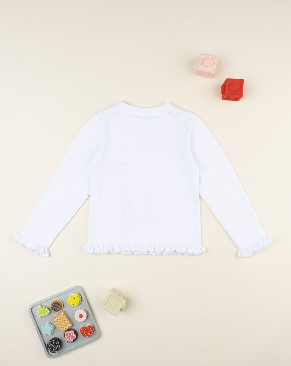 Maglione tricot bimba bianco ricami