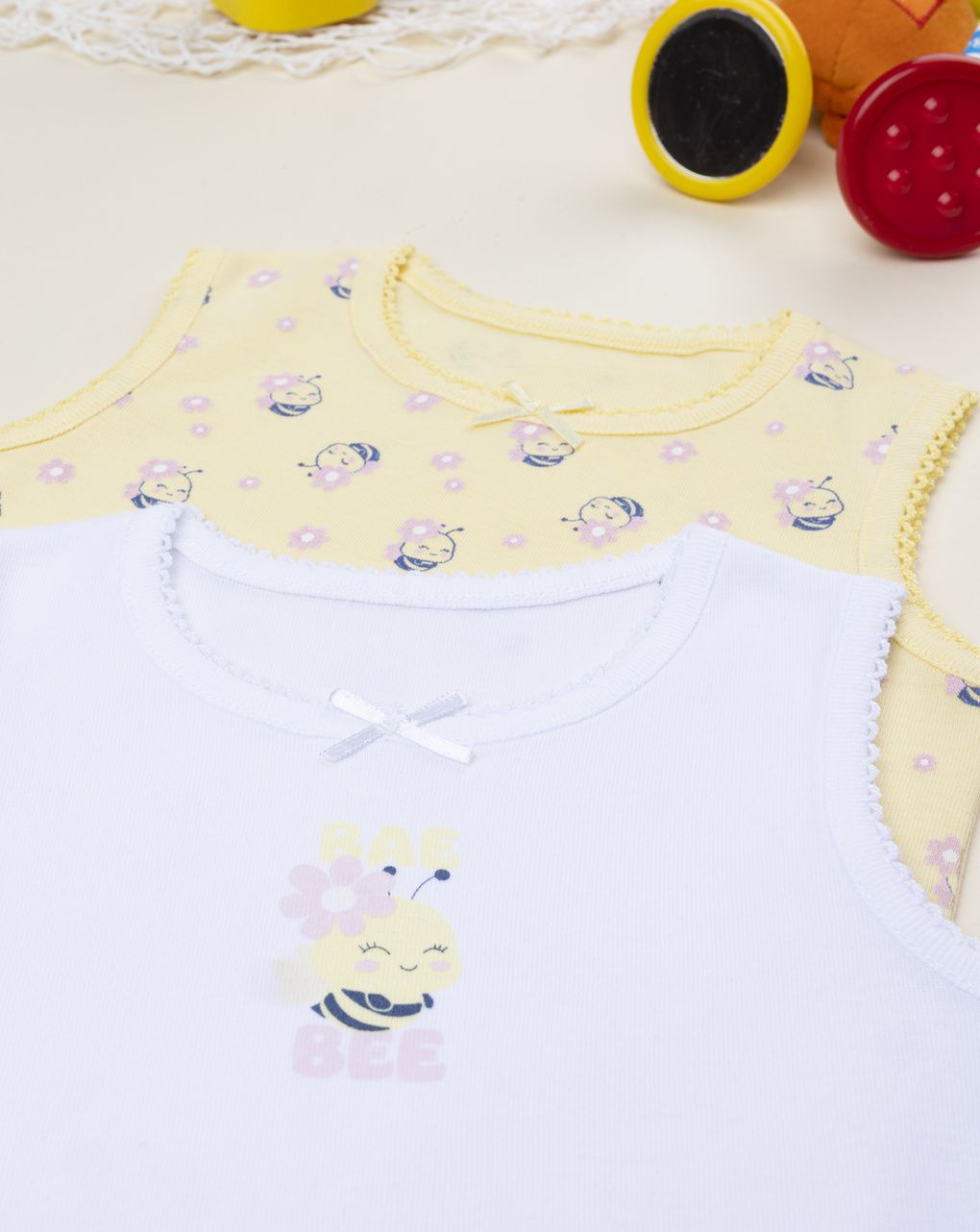 Pack 2 body bimba api bianco/giallo