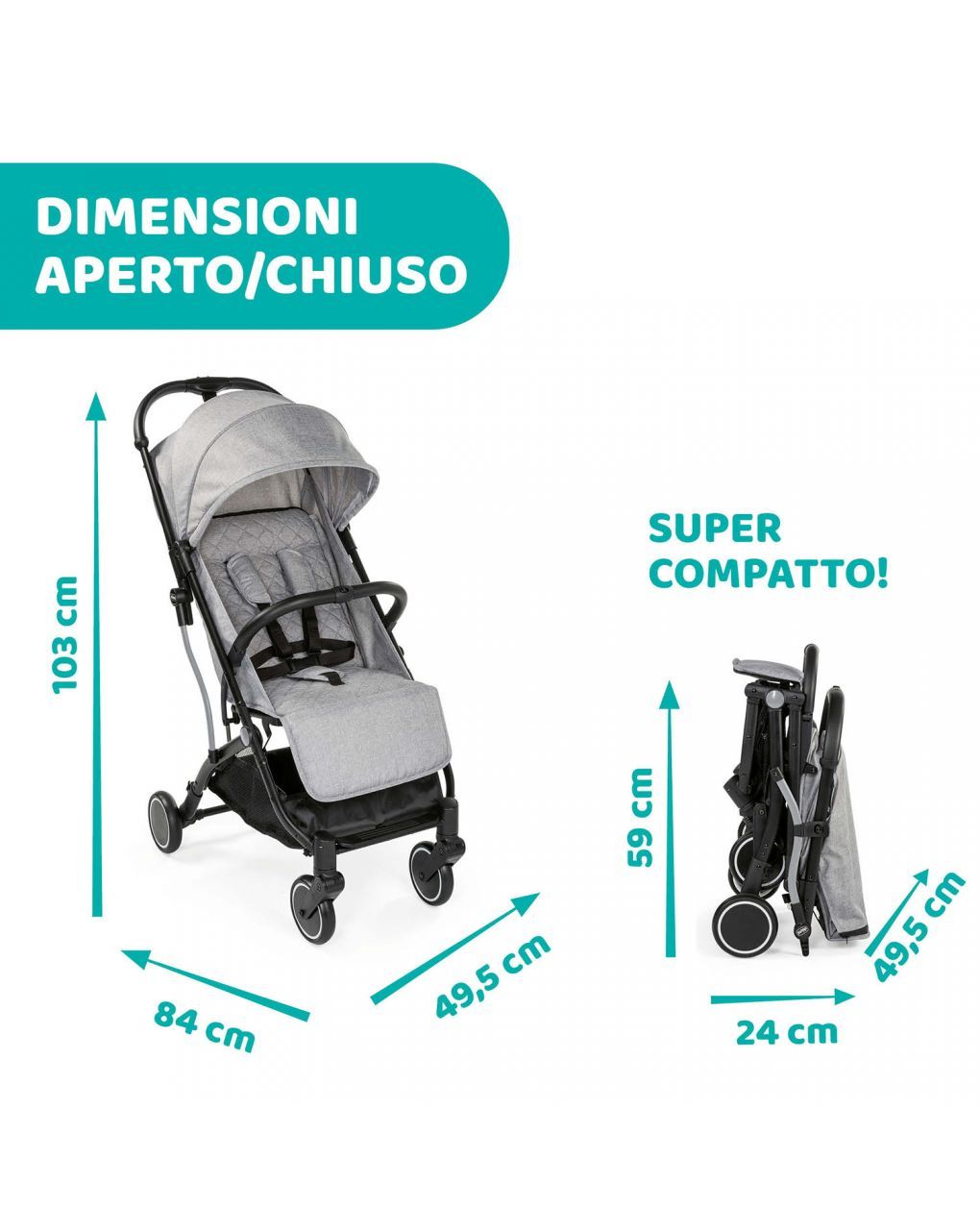 Passeggino trolley me light grey - chicco