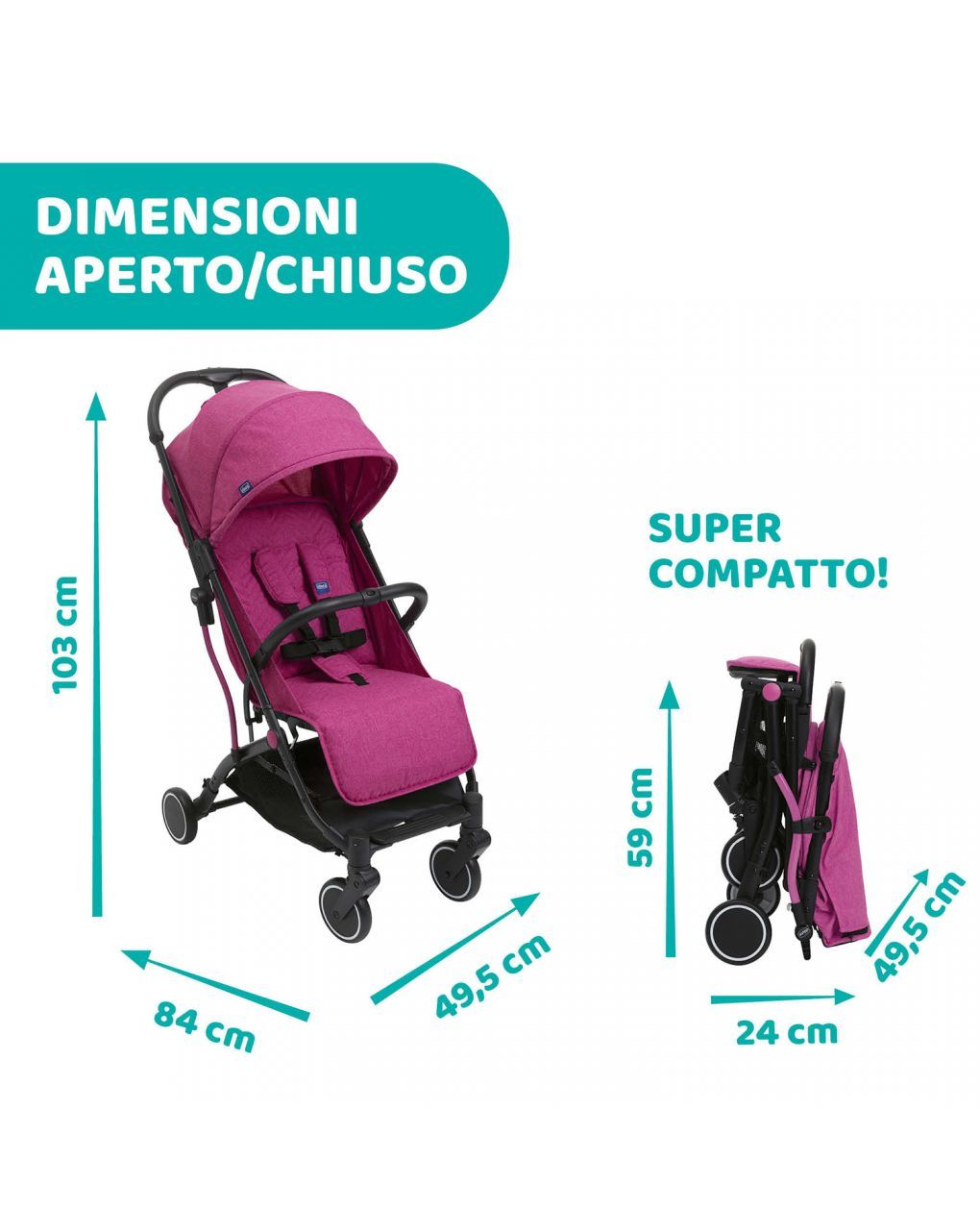 Passeggino trolley me aurora pink - chicco