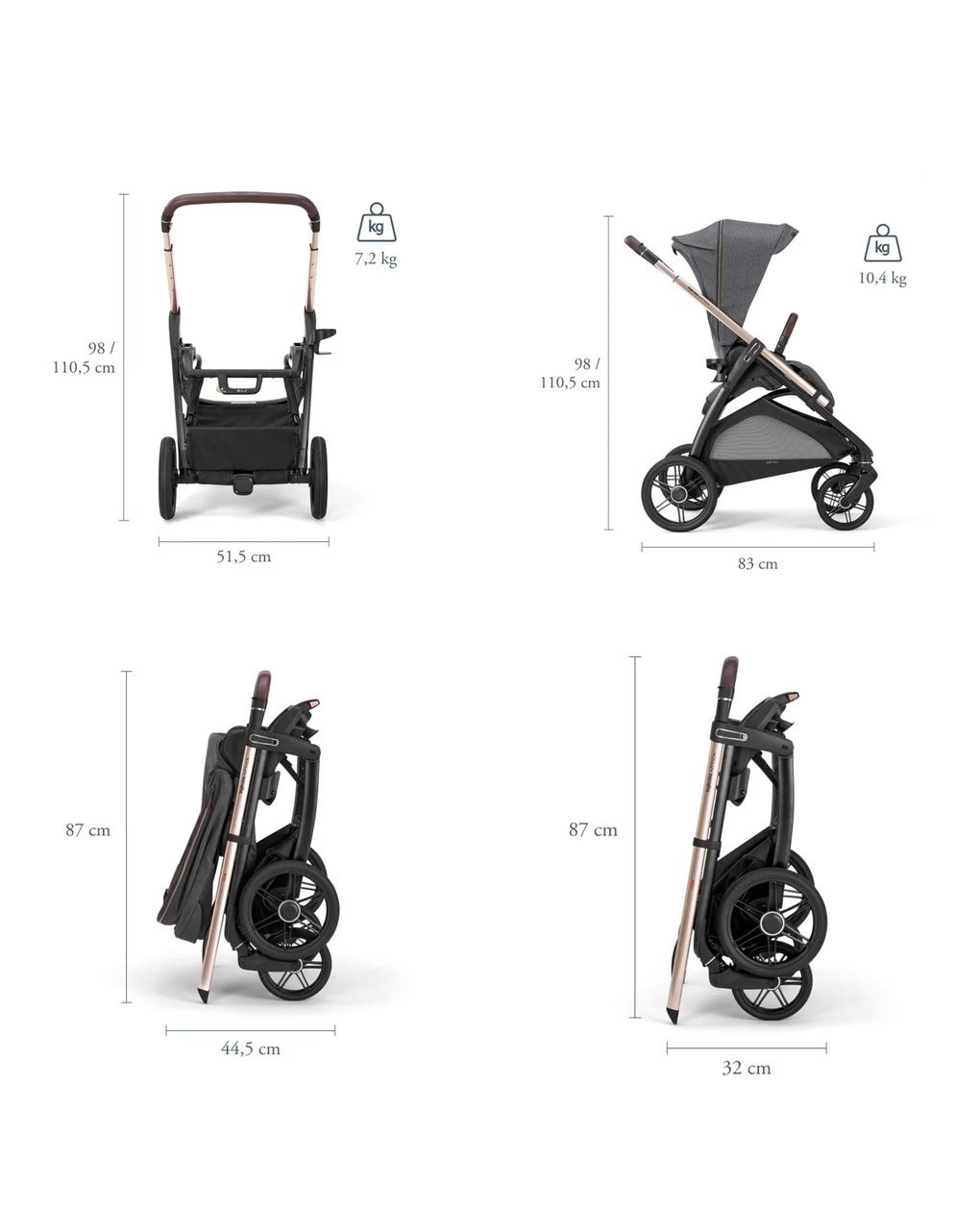 Passeggino aptica con telaio palladio black - pashmina beige - inglesina