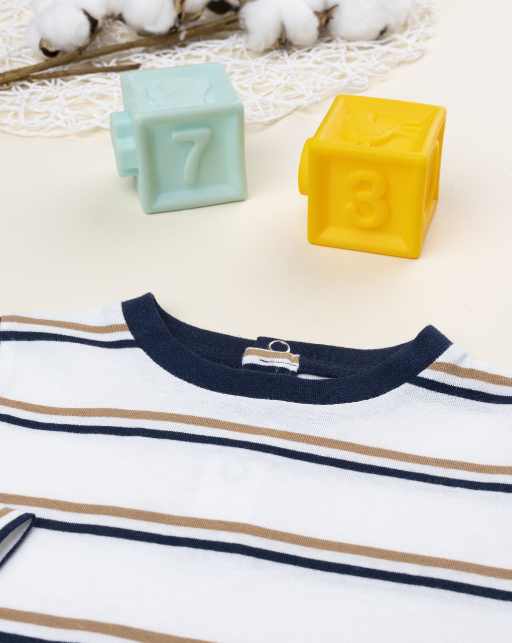 T-shirt bimbo rigata blu