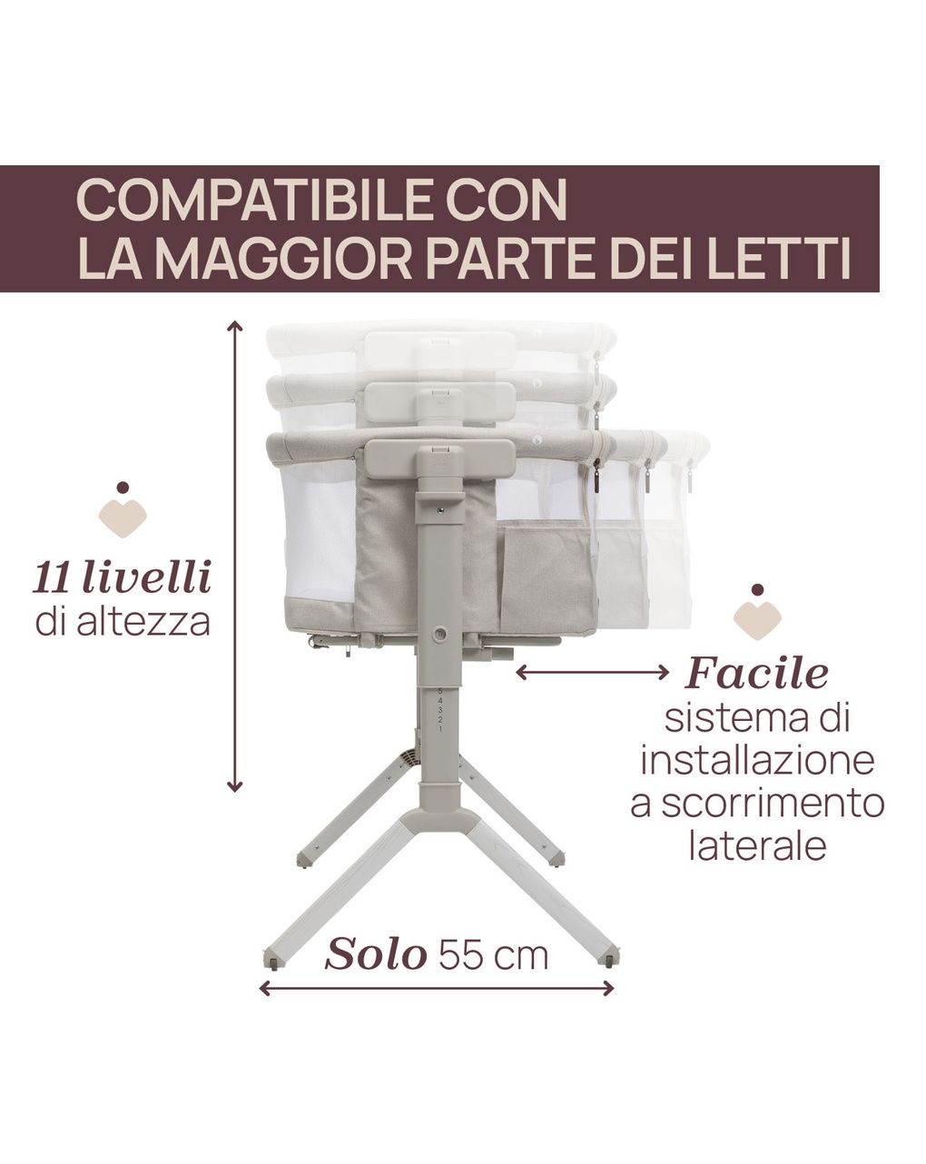 Culla next2me armonia motherpearl - chicco