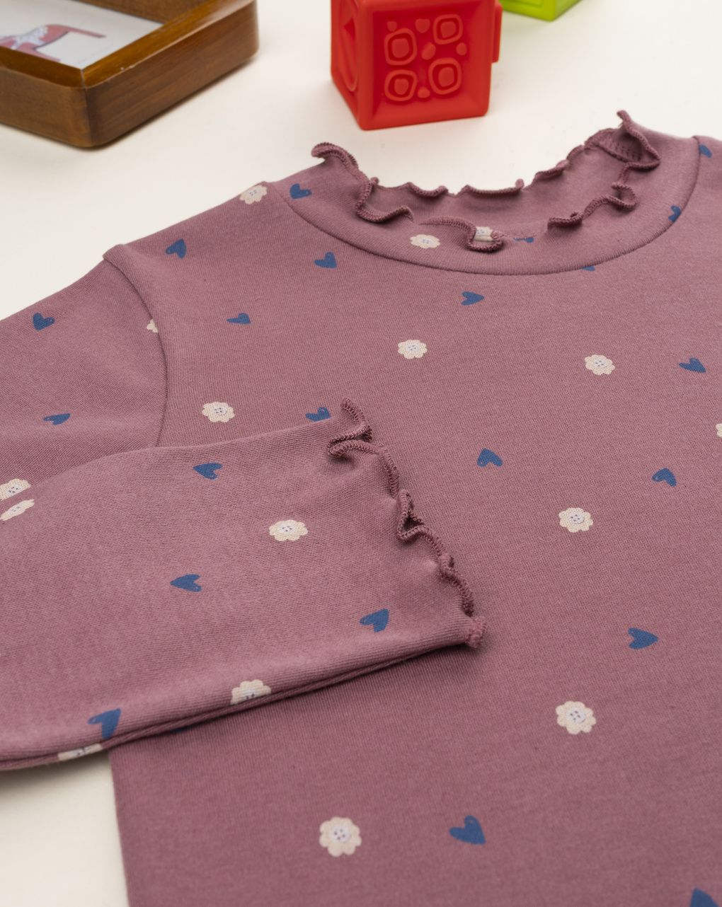 T-shirt rosa antico bambina allover