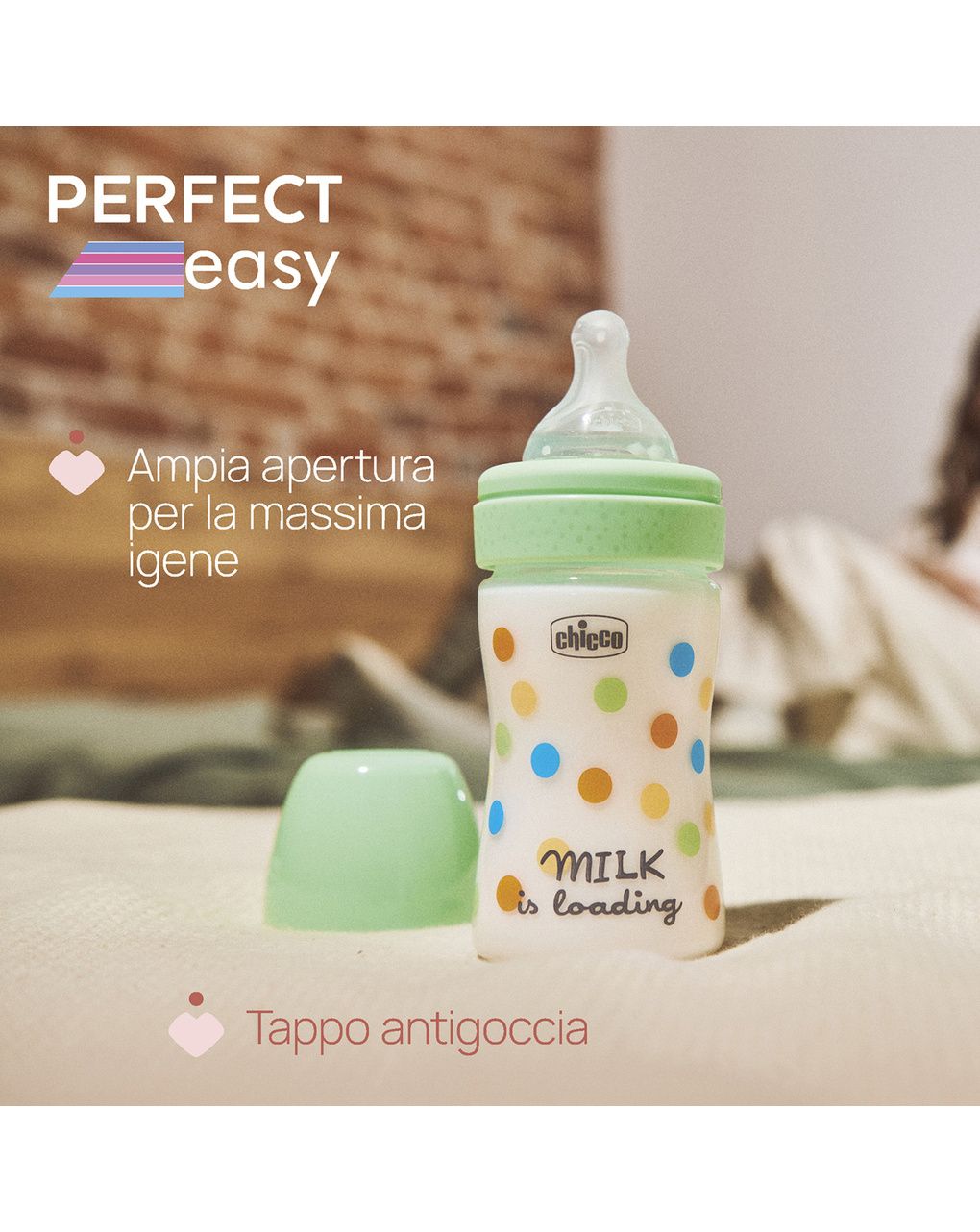Biberon perfect easy 150ml in plastica verde - chicco