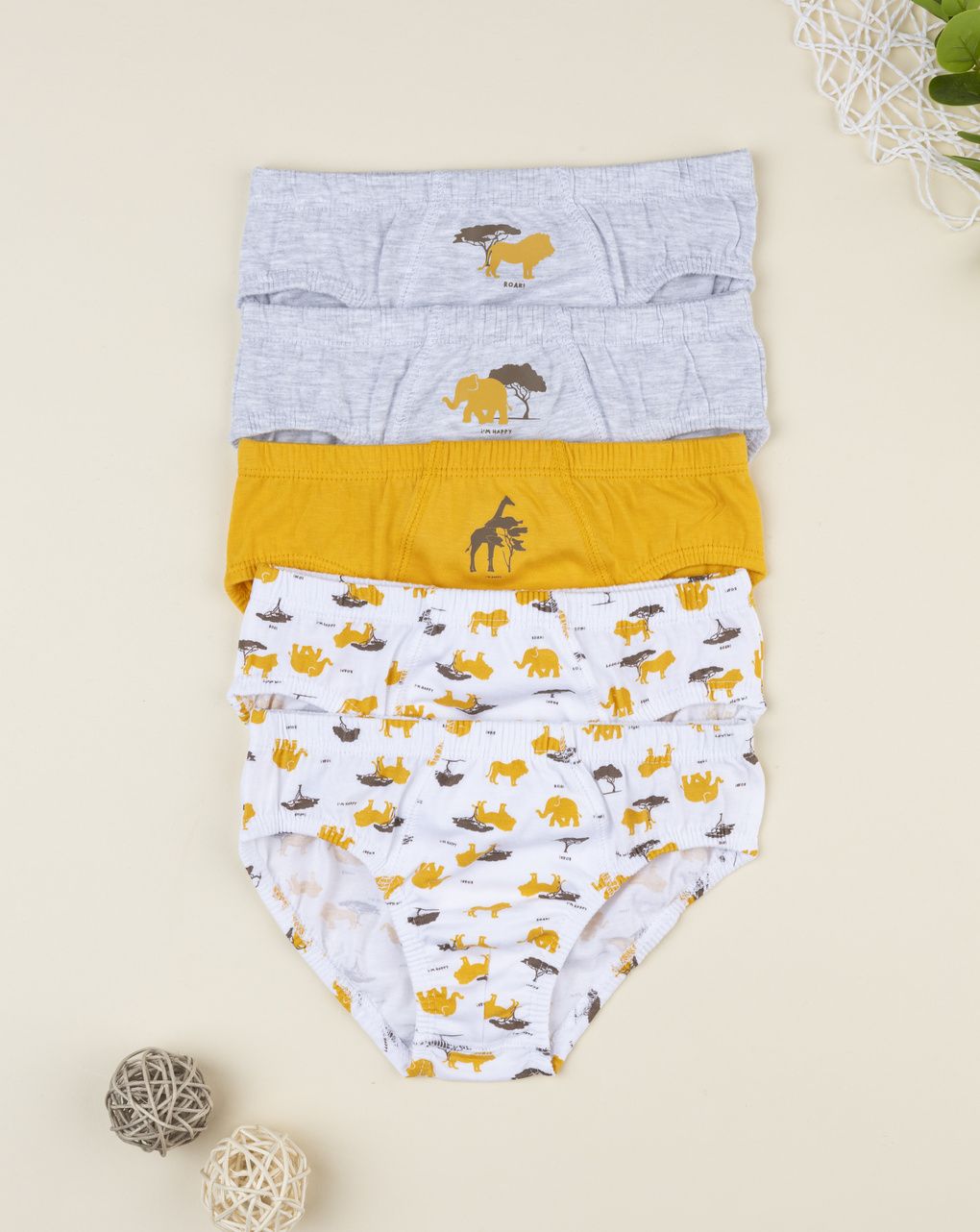 Pack 5 slip bimbo vari colori savana