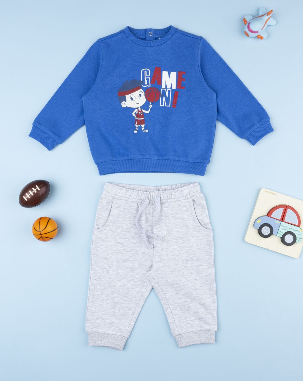 Completo jogging bimbo grigio/blu