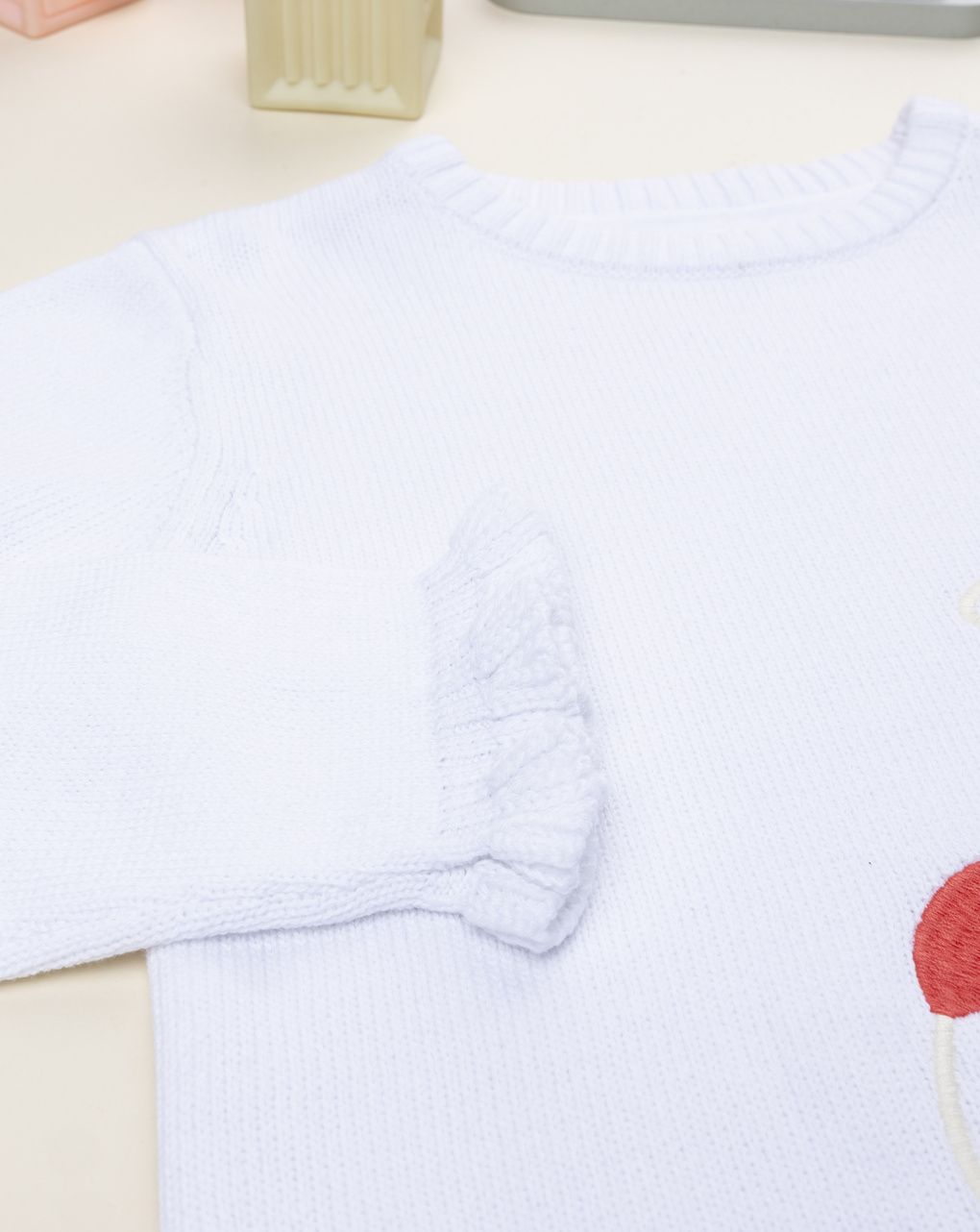 Maglione tricot bimba bianco ricami
