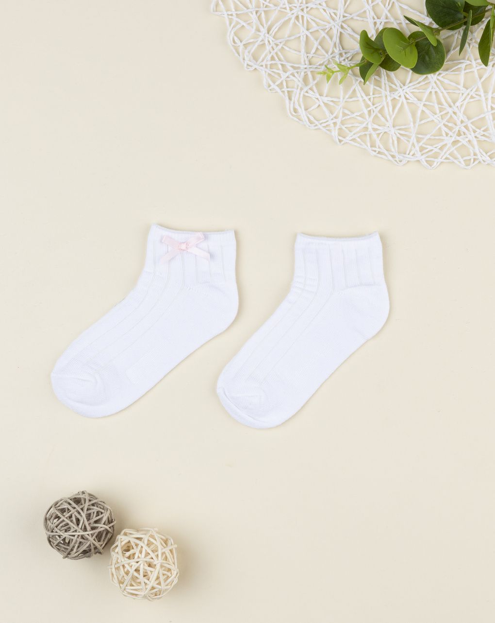 Calze bimba bianche con fiocco