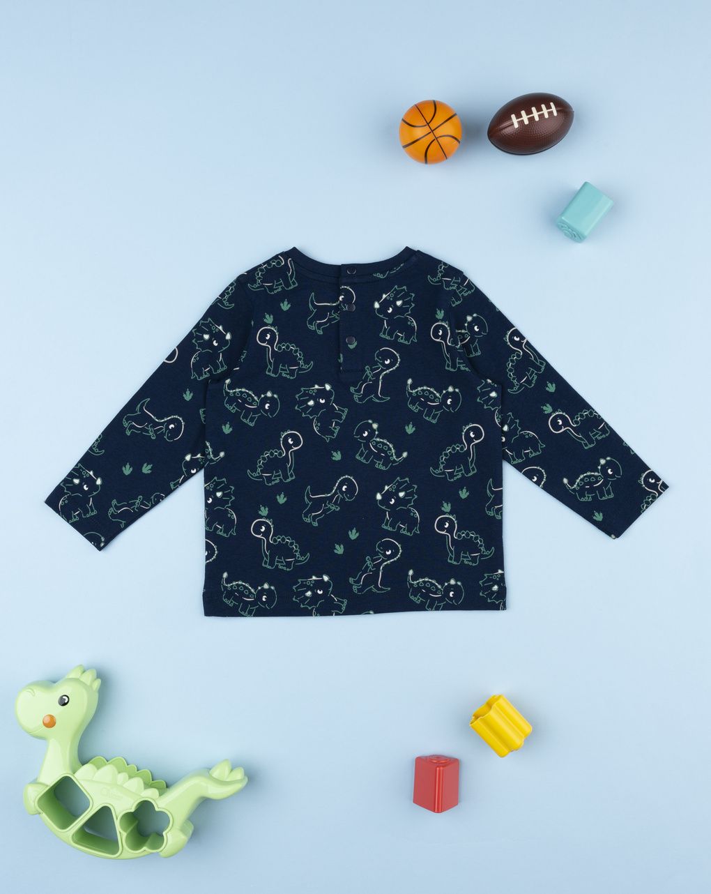 T-shirt bimbo blu stampa dino allover