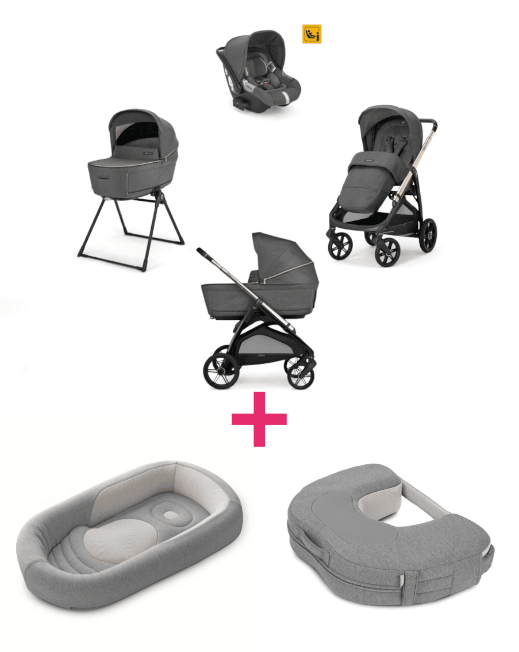 Trio inglesina system4 aptica darwin velvet grey con telaio palladio + welcome pod harmony grey + cuscino allattamento elysia™ harmony grey a un prezzo speciale