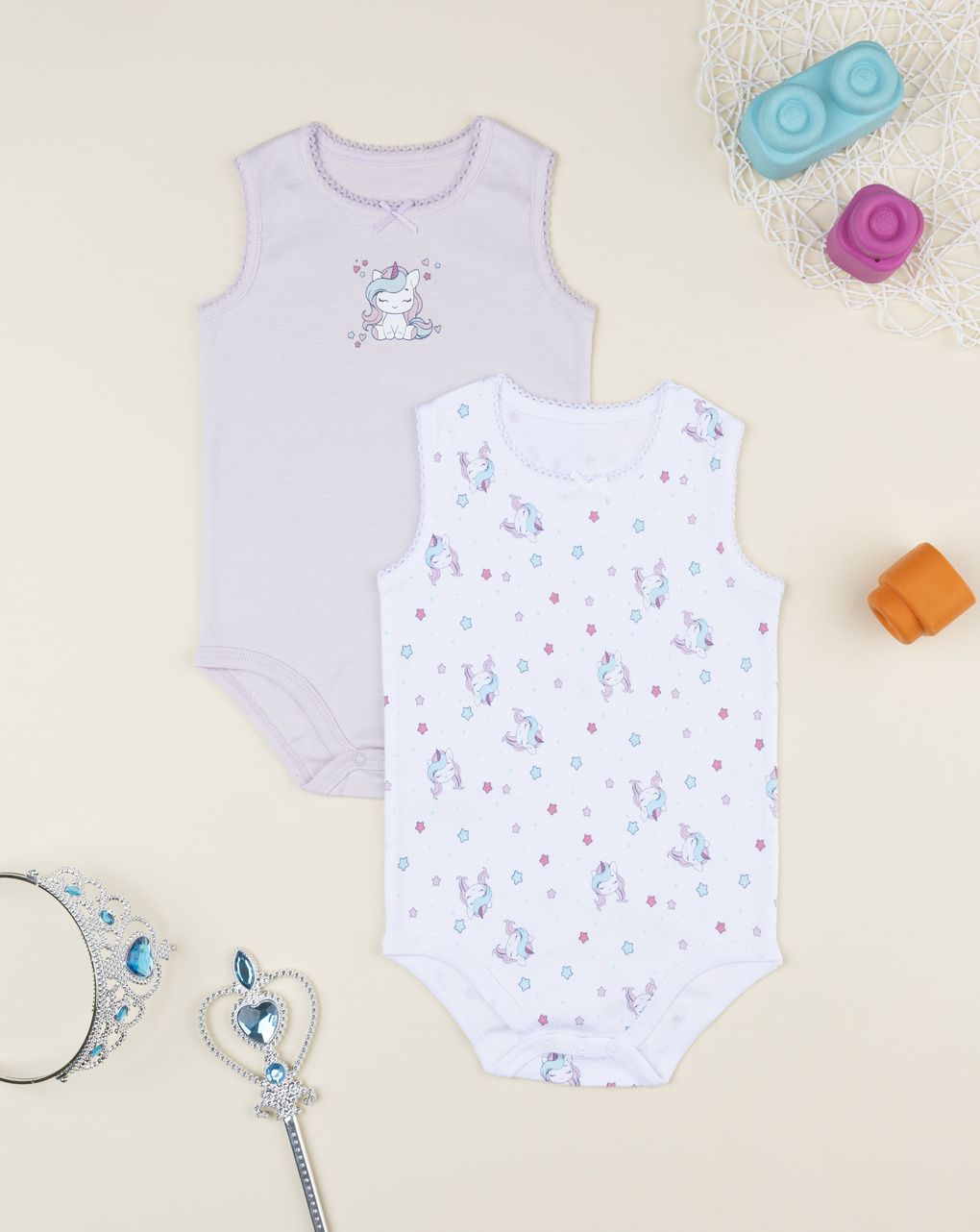 Pack 2 body bimba unicorni lilla/bianco