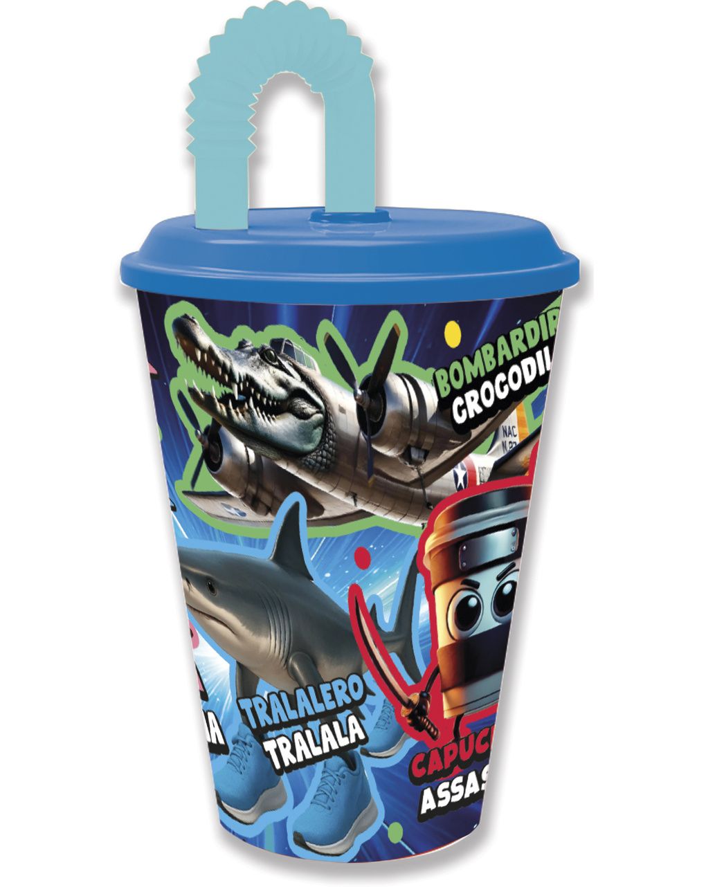 Bicchiere sport c cannuccia 430 ml - brainrot