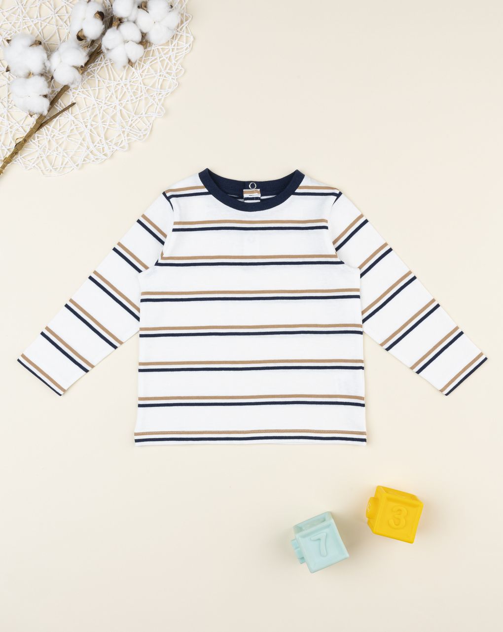 T-shirt bimbo rigata blu