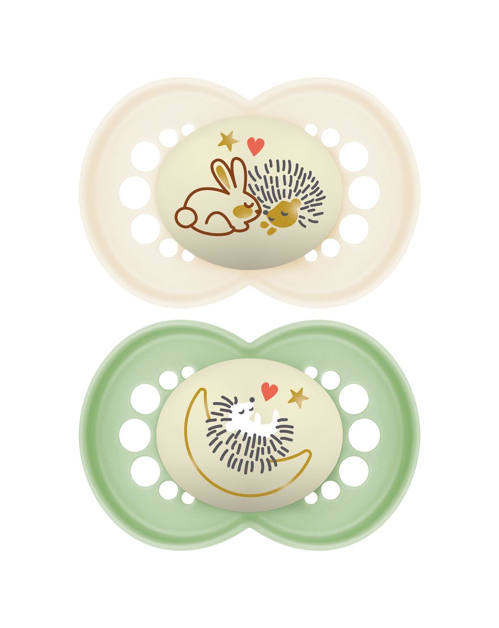 Succhietti original night 16+ caucciù bio-circolare conf. doppia verde/panna - mam