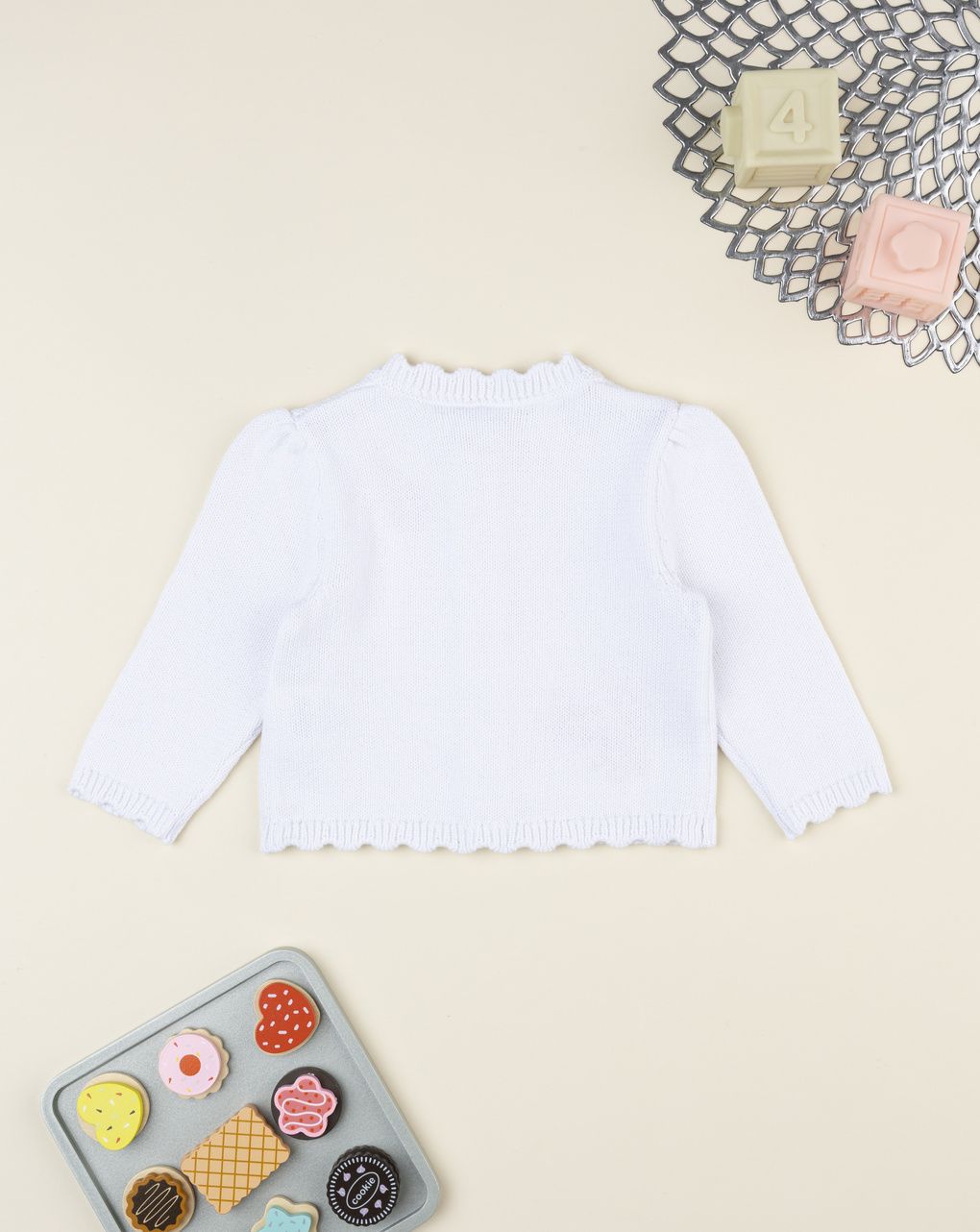 Cardigan bimba bianco fiori ricamati