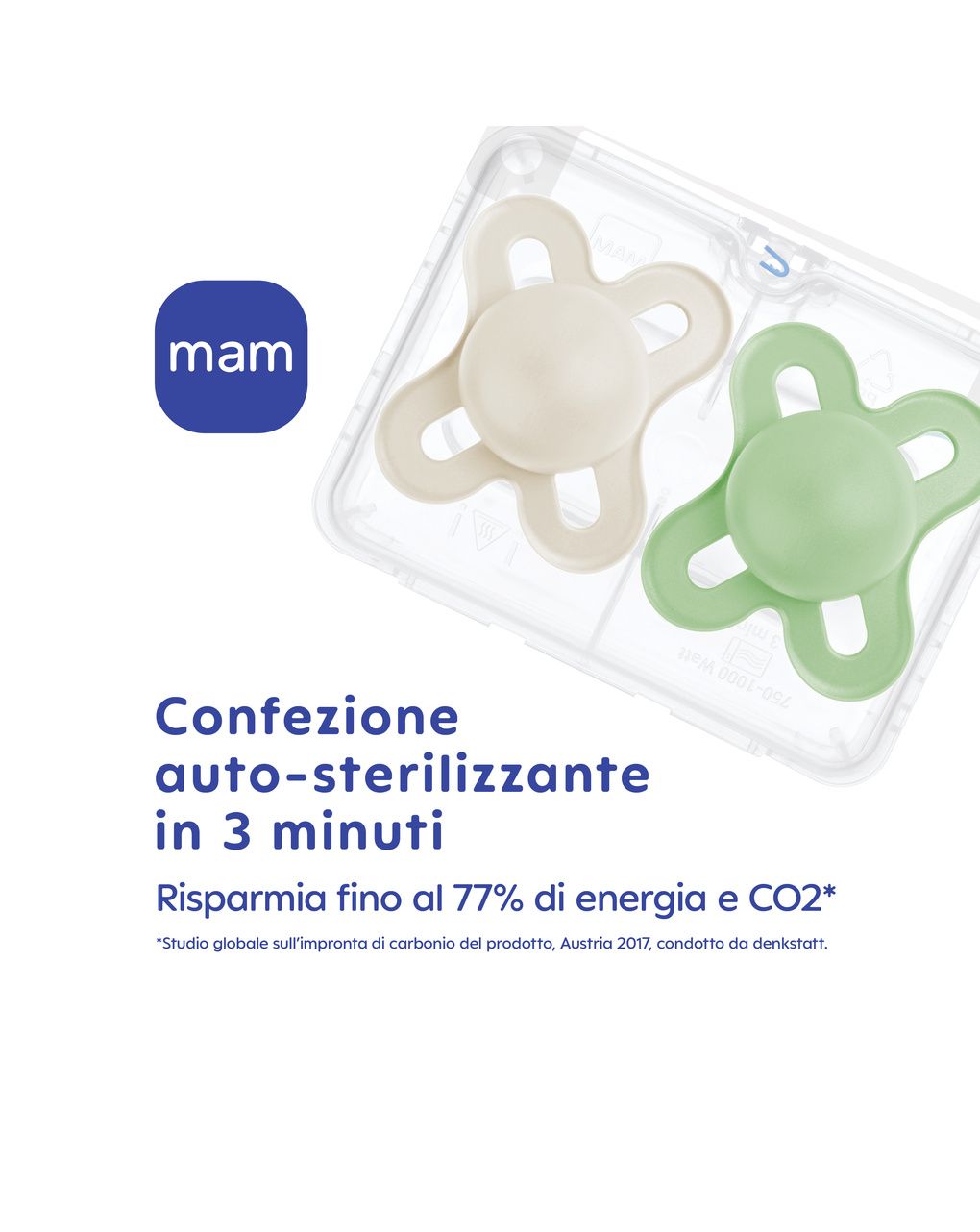 Succhietti original start  0-2m silicone bio-circolare  conf. doppia azzurro/grigio - mam