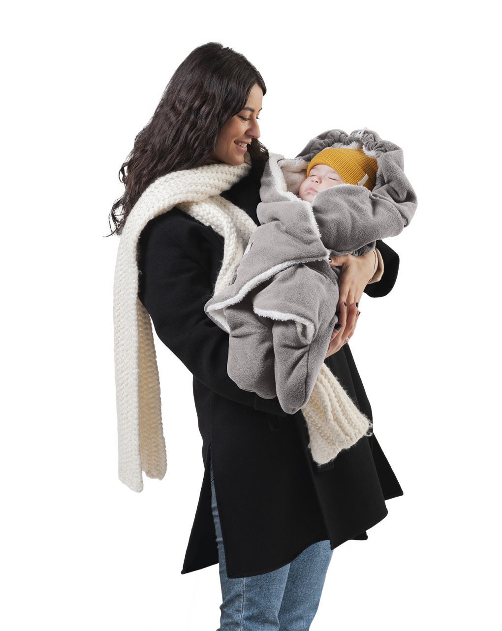 Sacco universale moovo per seggiolini junior cuddle grigio chiaro/bianco - sacco morbido 0-10 mesi - nuvita