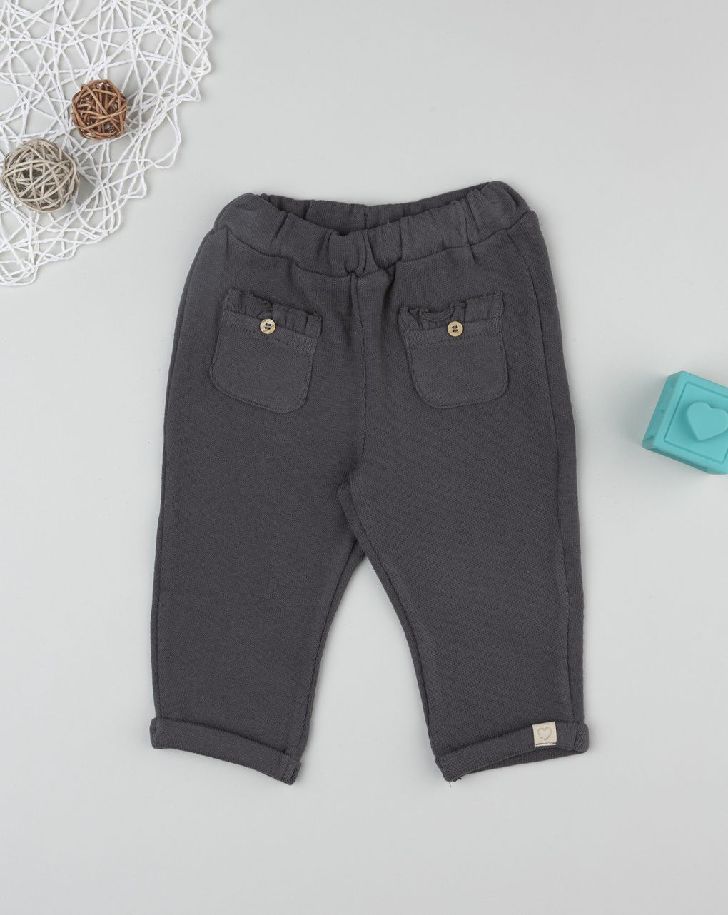 Pantalone bimba grigio con taschine
