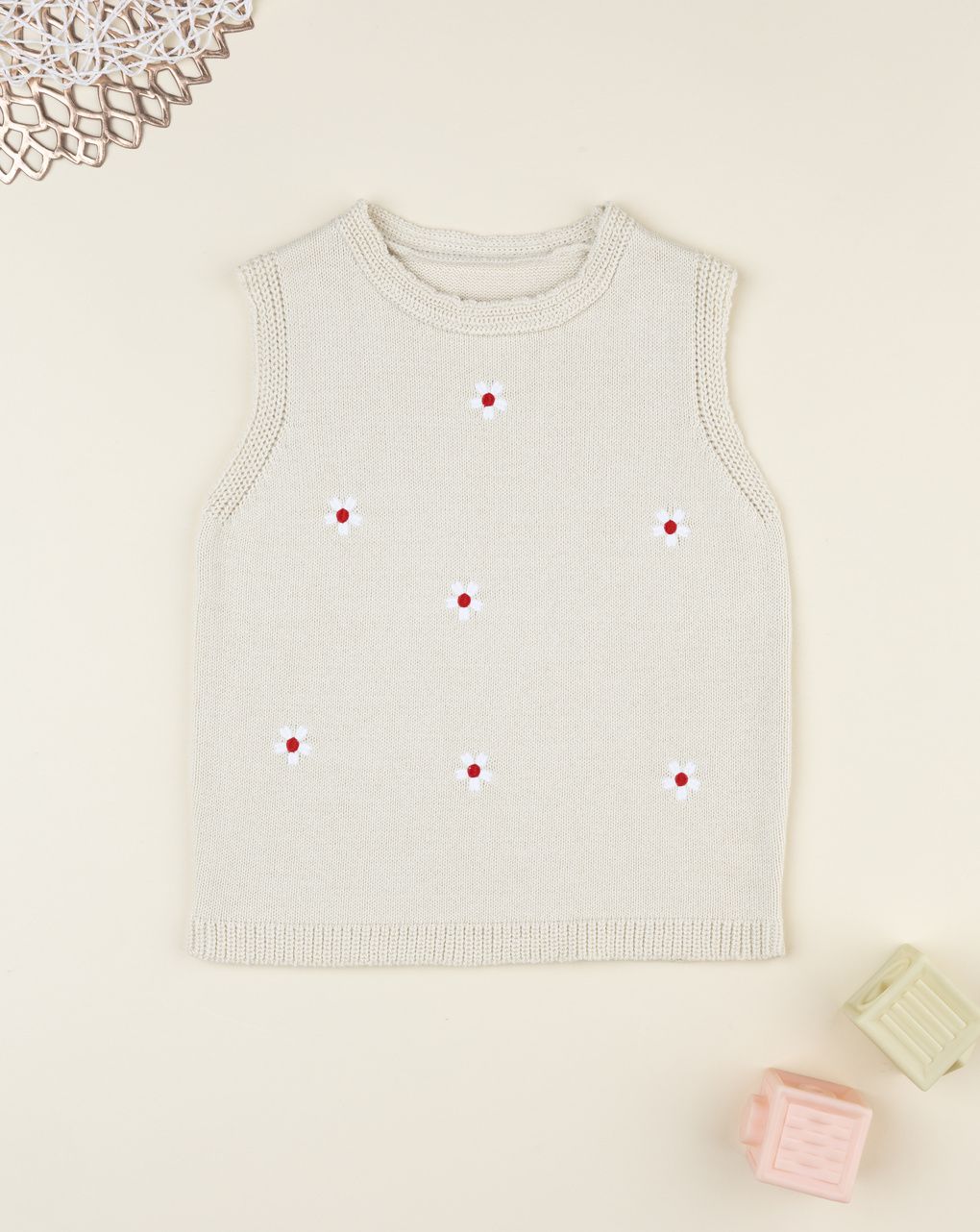 Gilet bimba beige margherite