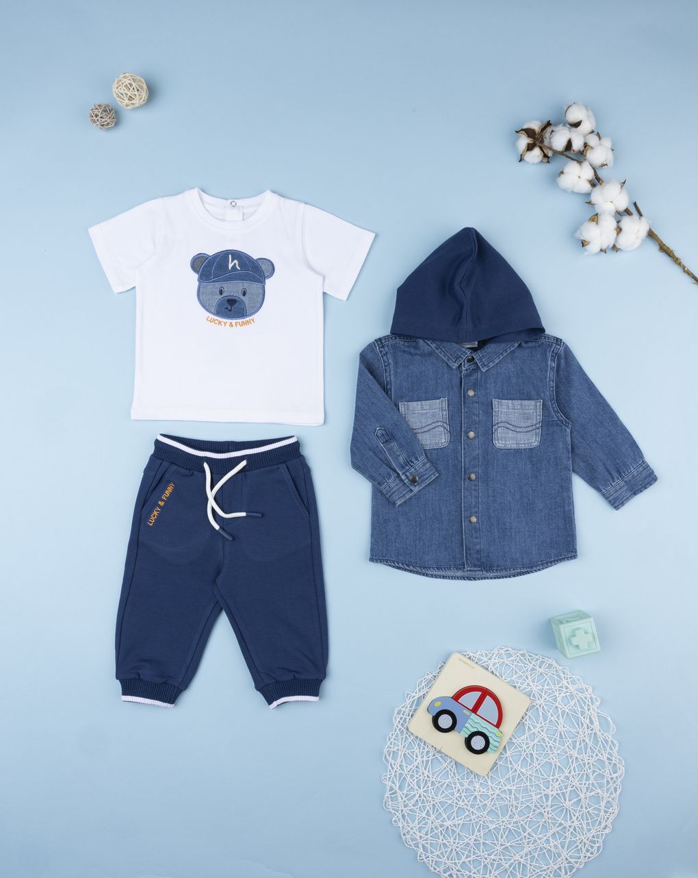 Completo 3 pezzi bimbo denim