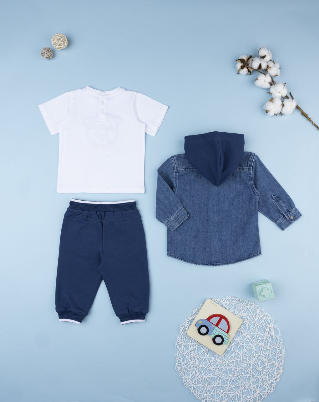 Completo 3 pezzi bimbo denim