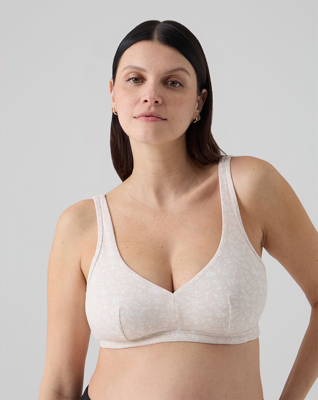 Reggiseno gravidanza beige con fantasia allover bianca