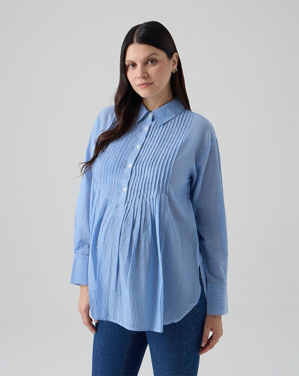 Camicia allattamento rigata con pliesset