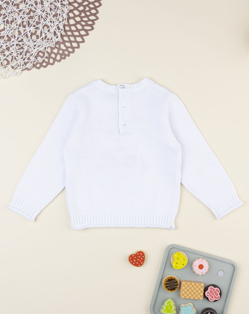 Maglione bimba bianco orso