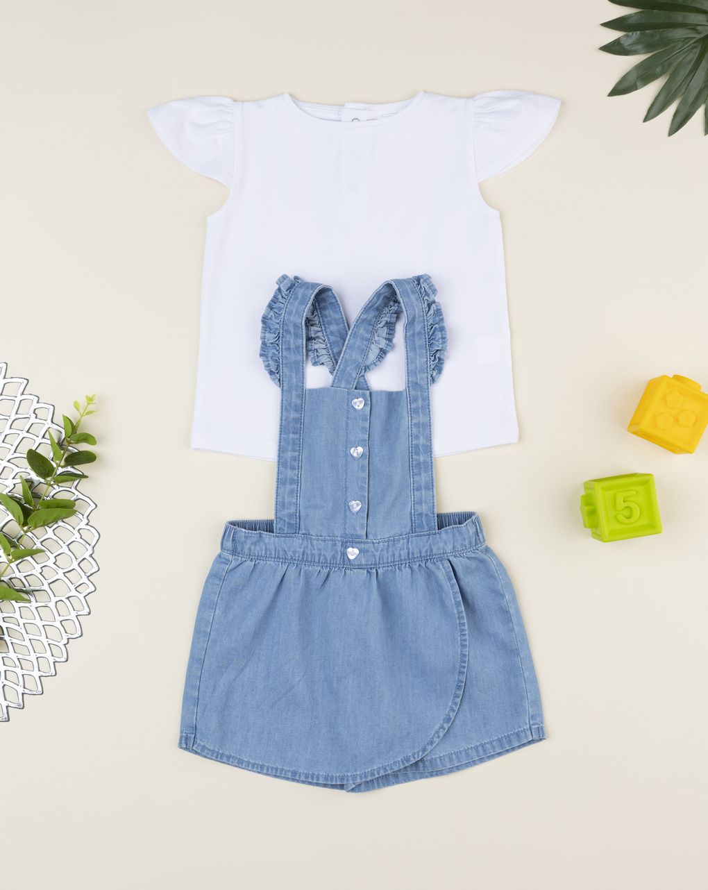 Completo estivo salopette e t-shirt bimba