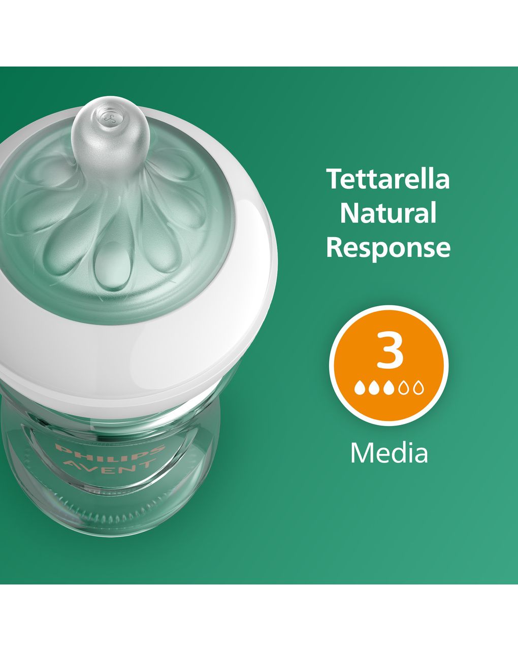 Biberon natural response in vetro 240 ml, con tettarella flusso 3 (medio). età consigliata: 3-6m. biberon 1 pz: scy933/01 - philips avent