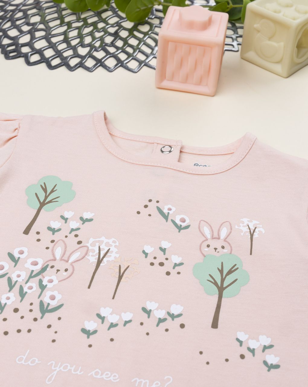 T-shirt bimba rosa stampa bosco