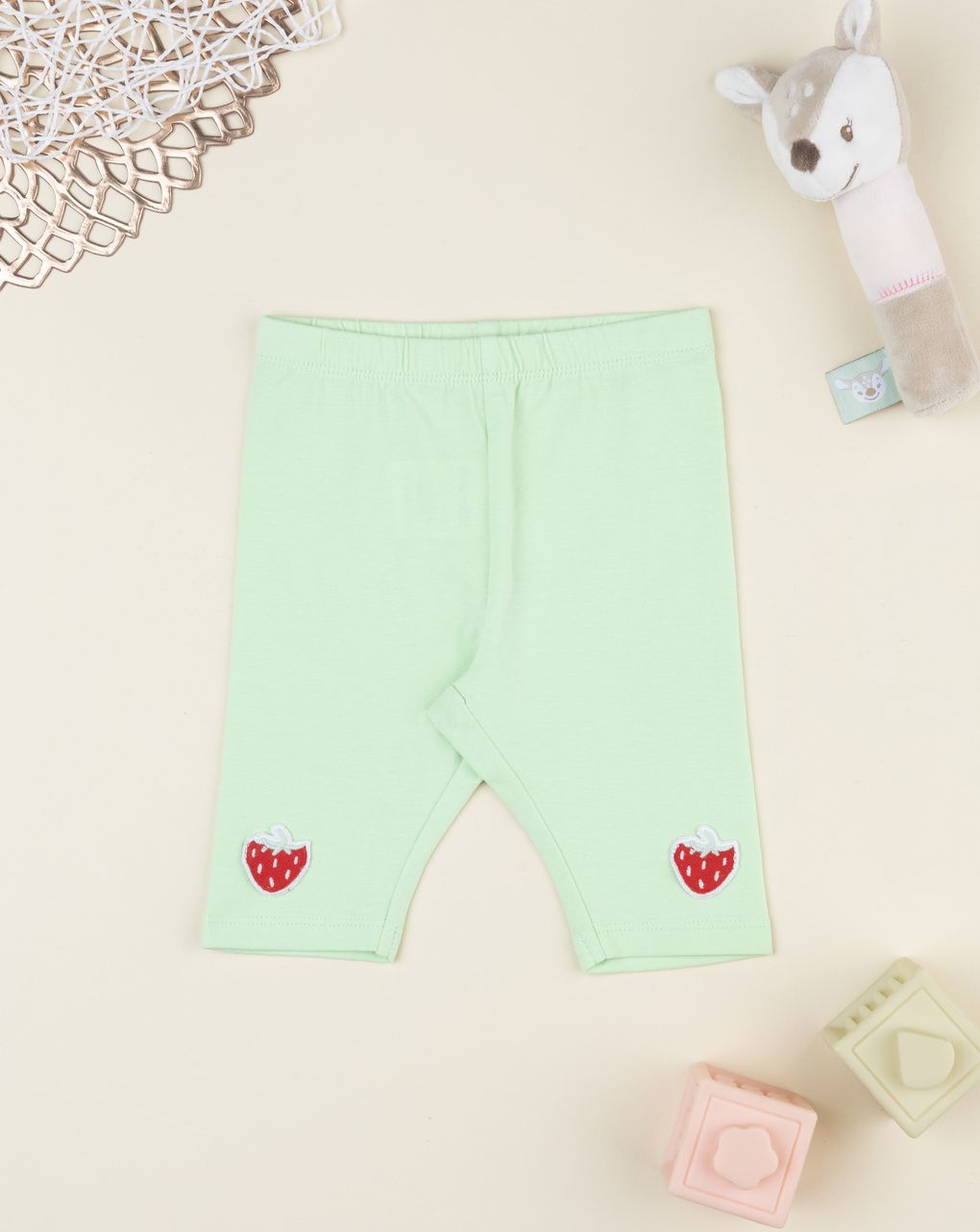 Legging 3/4 bimba verde patch fragole