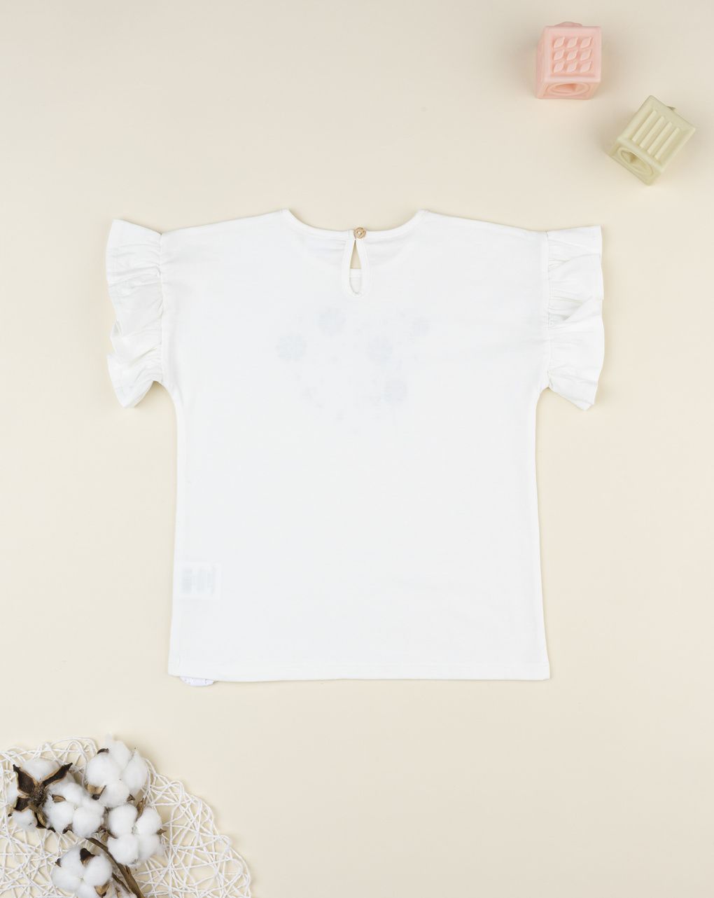 T-shirt bimba bianca stampa rilievo
