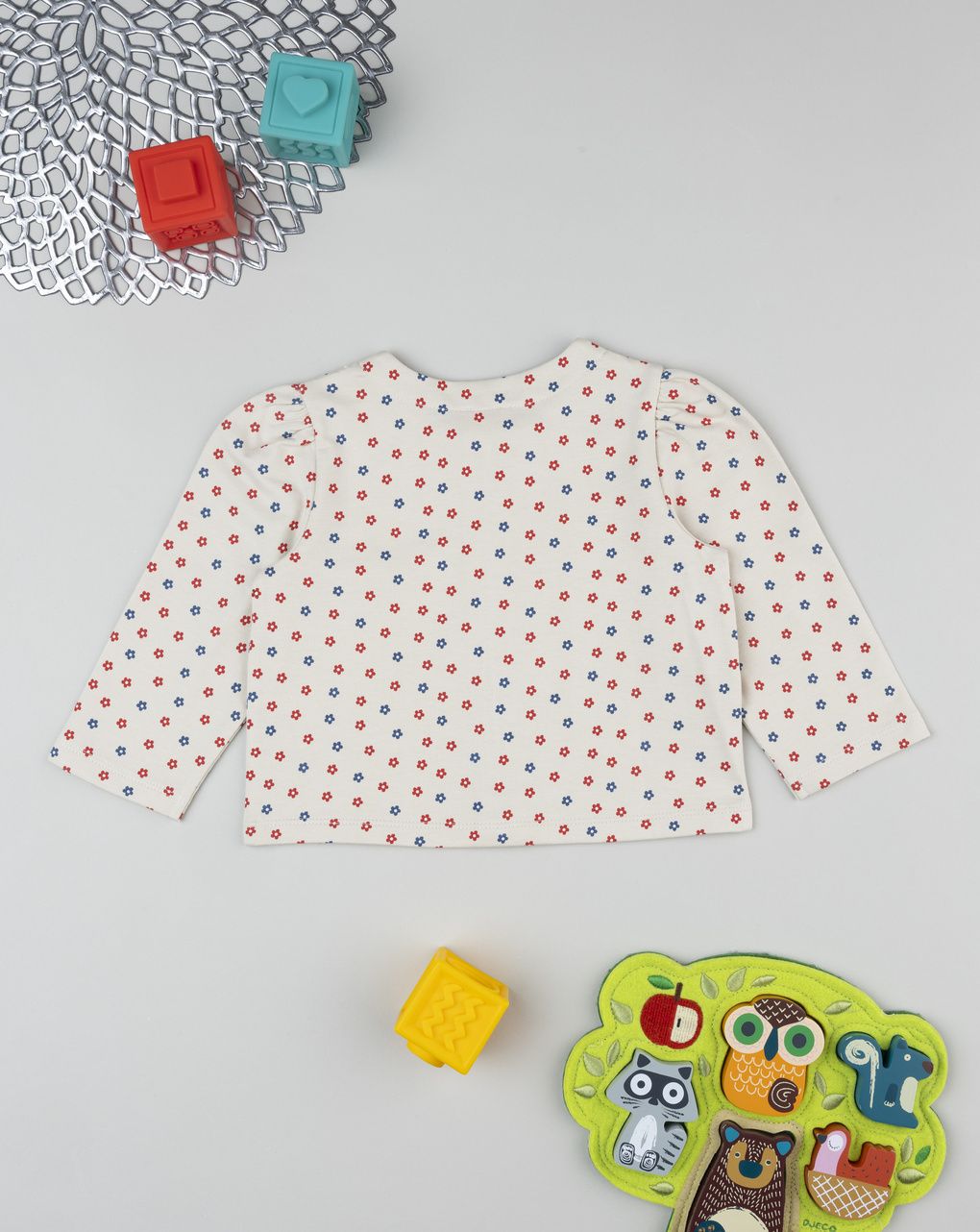 Cardigan beige bimba fiori allover