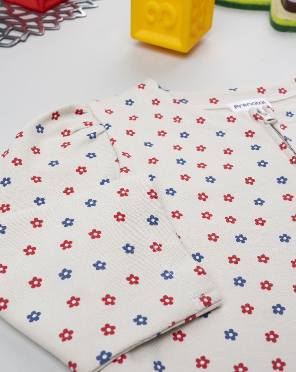 Cardigan beige bimba fiori allover