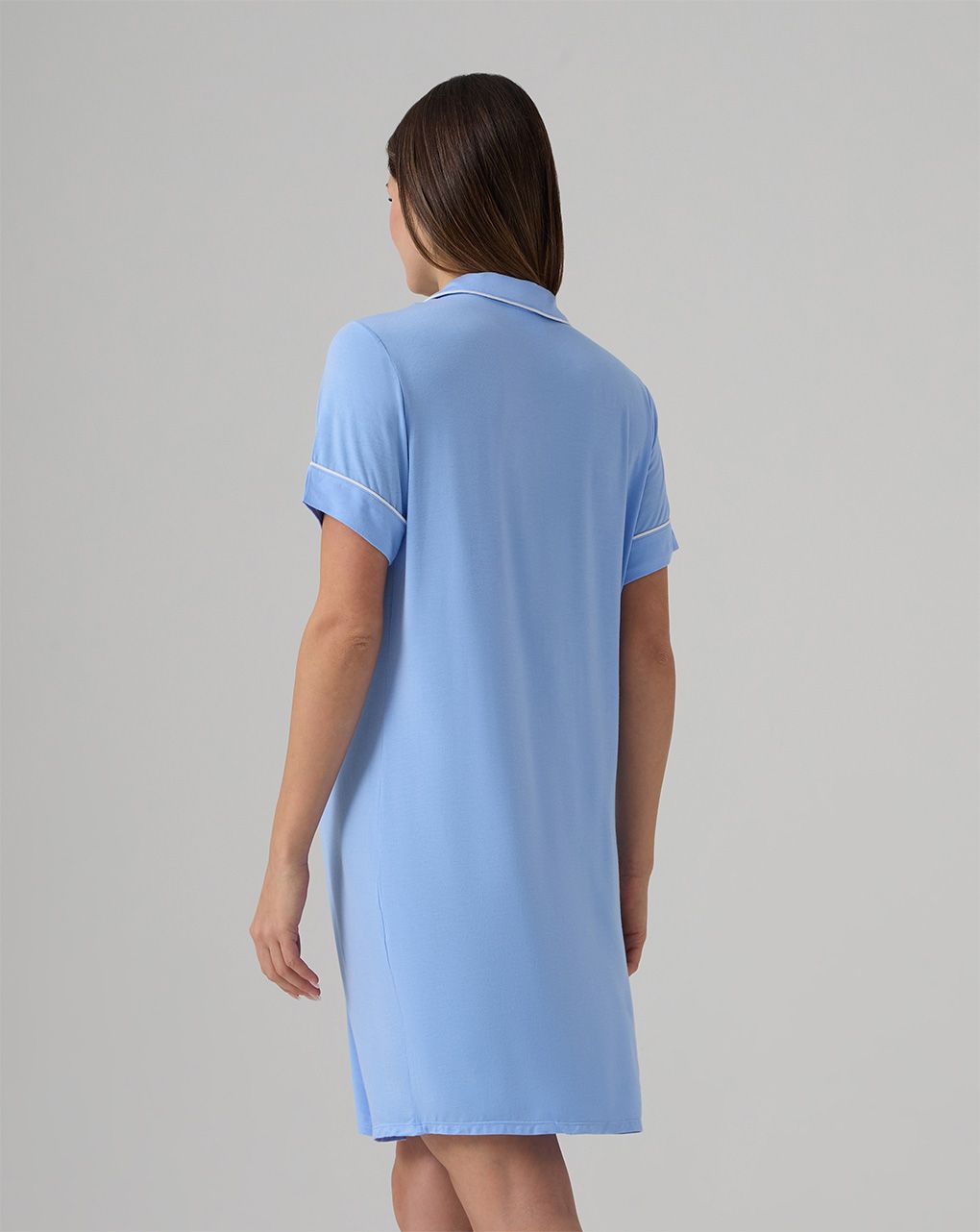 Camicia da notte gravidanza azzurra con taschino