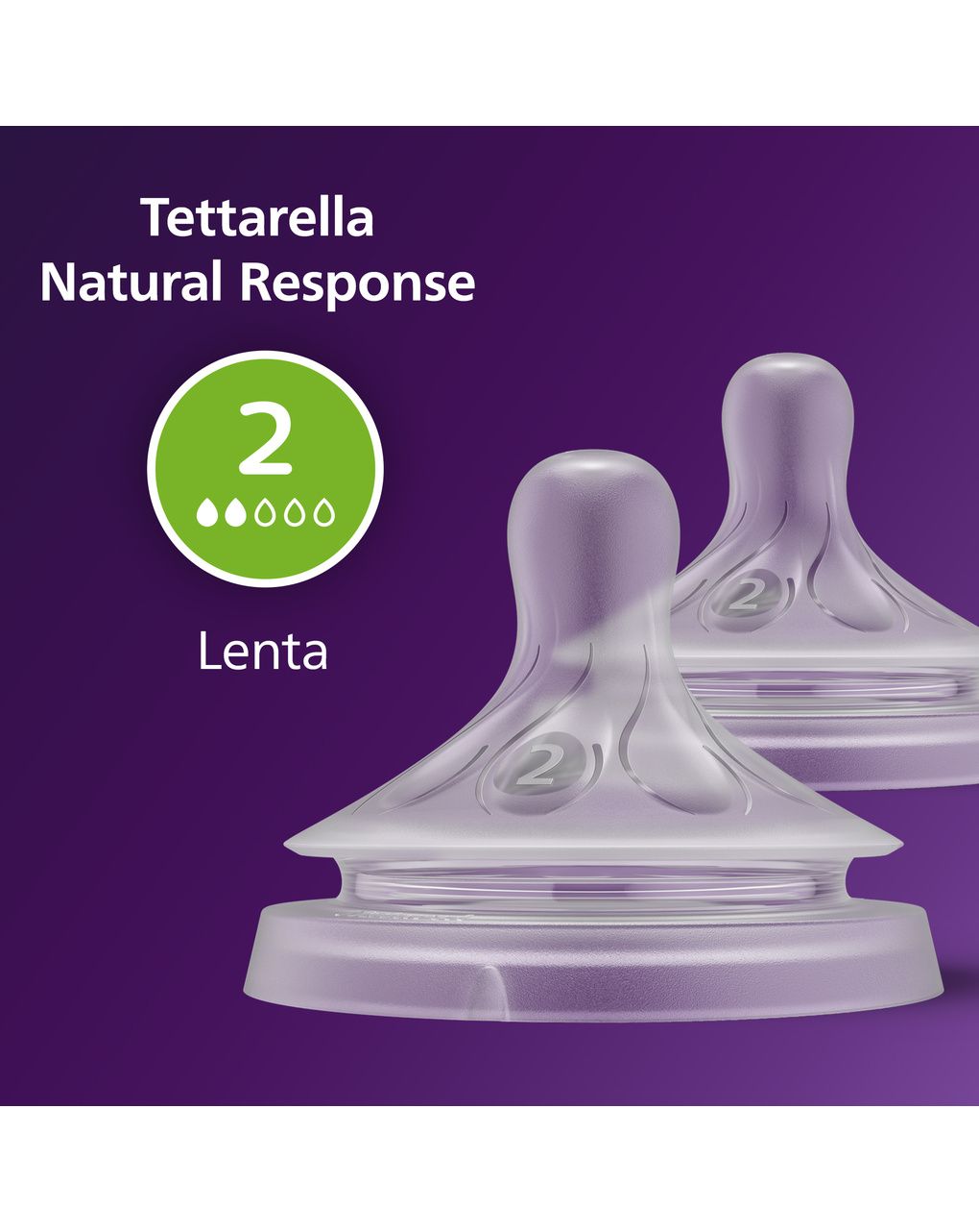 Tettarella natural response flusso 2 (lento). età consigliata: 0-3m. 2pz scy962/02 tettraelle per biberon - philips avent