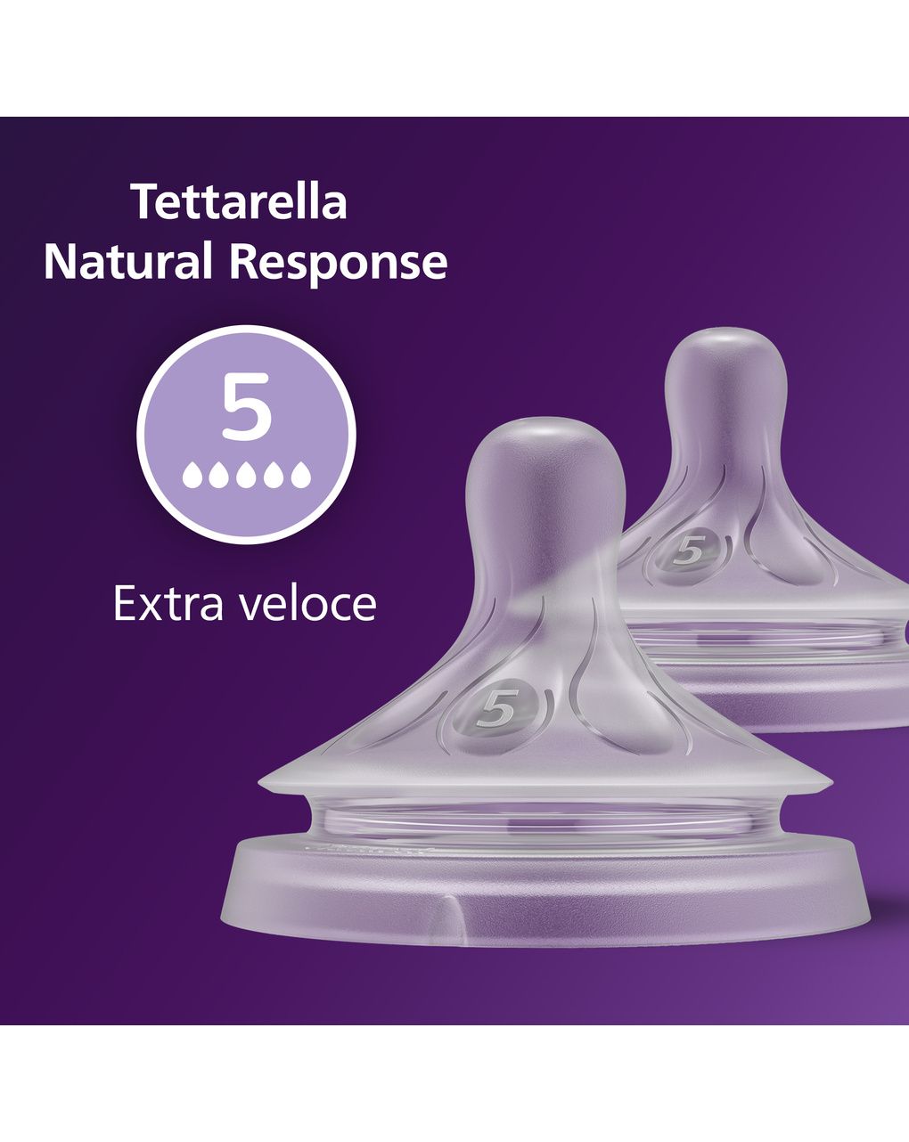 Tettarella natural response flusso 5 (extra-veloce). età consigliata: 6m+. 2pz scy965/02 tettraelle per biberon - philips avent