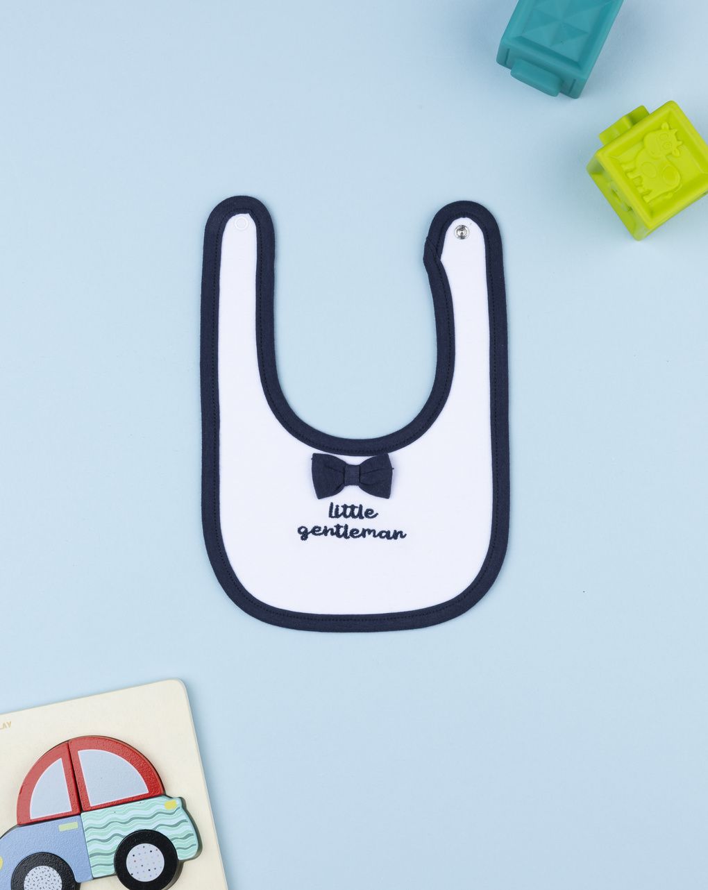 Bavaglino elegante bimbo bianco/blu