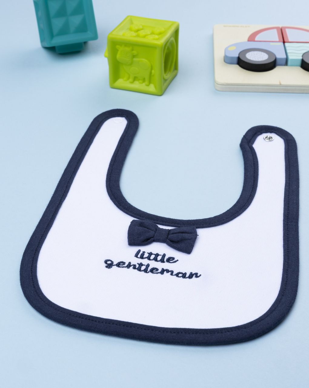 Bavaglino elegante bimbo bianco/blu