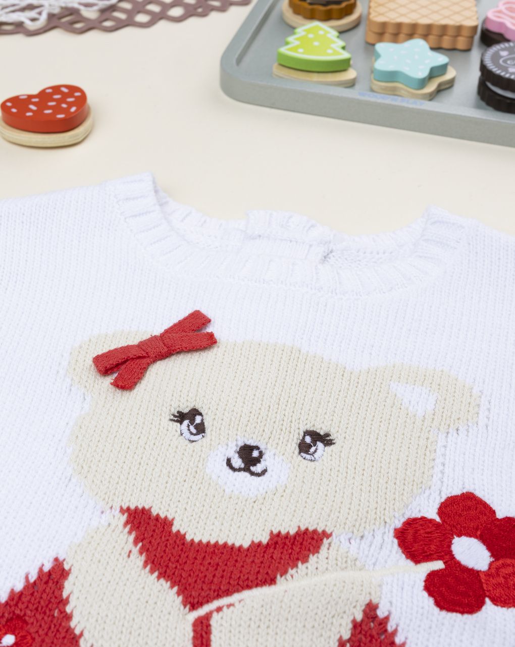 Maglione bimba bianco orso
