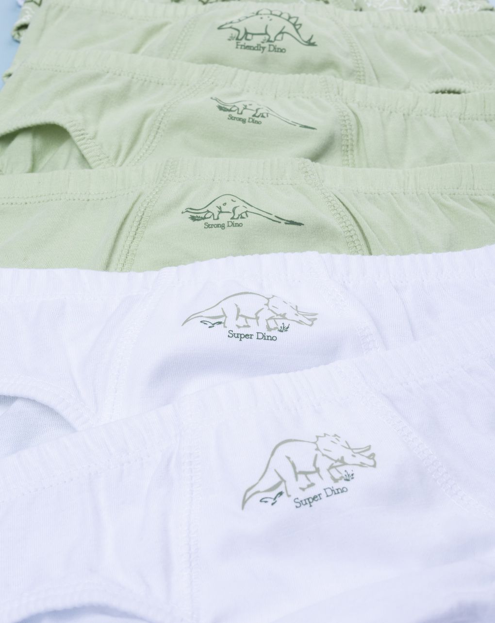Pack 7 slip bimbo verde/bianco dinosauti