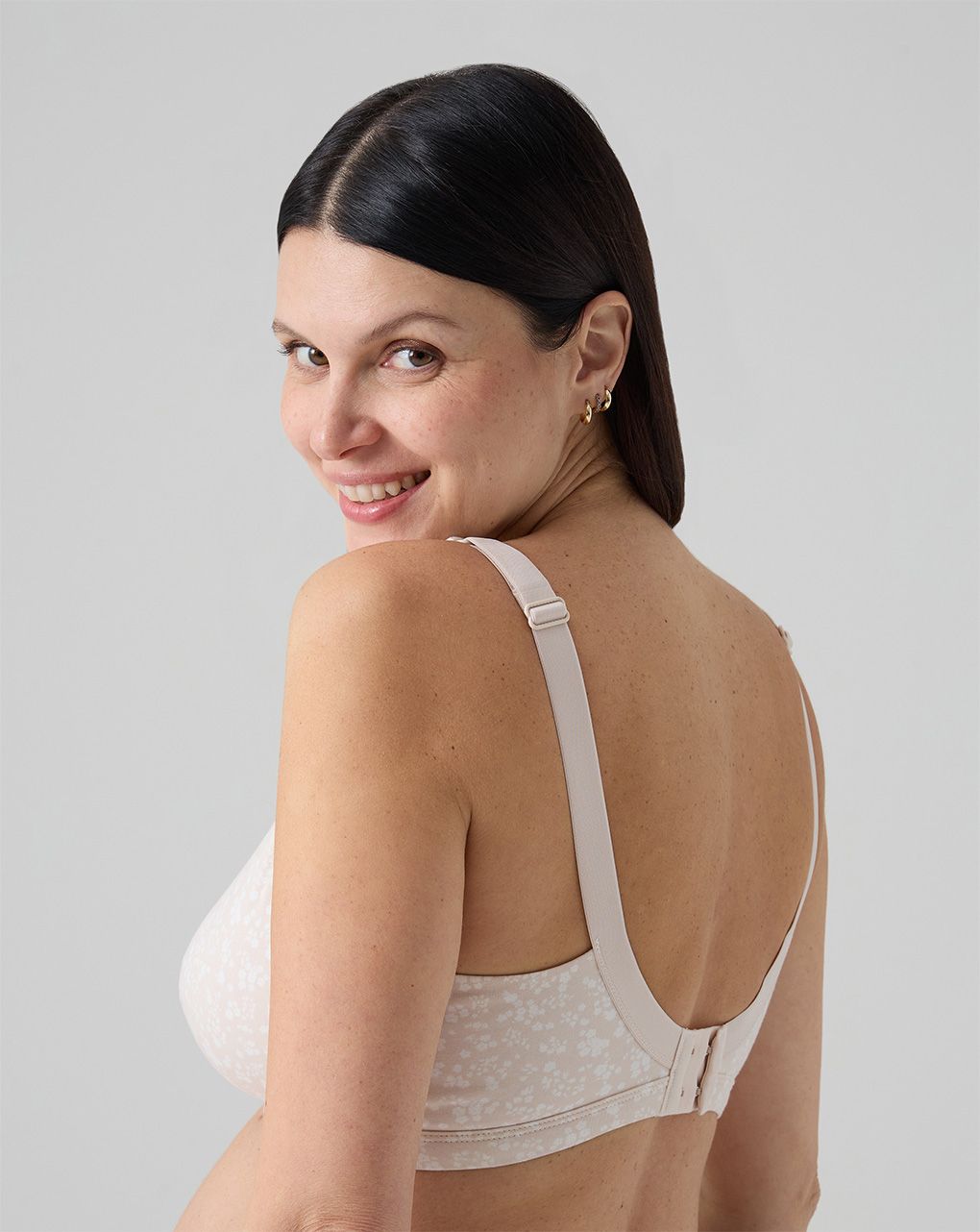 Reggiseno gravidanza beige con fantasia allover bianca