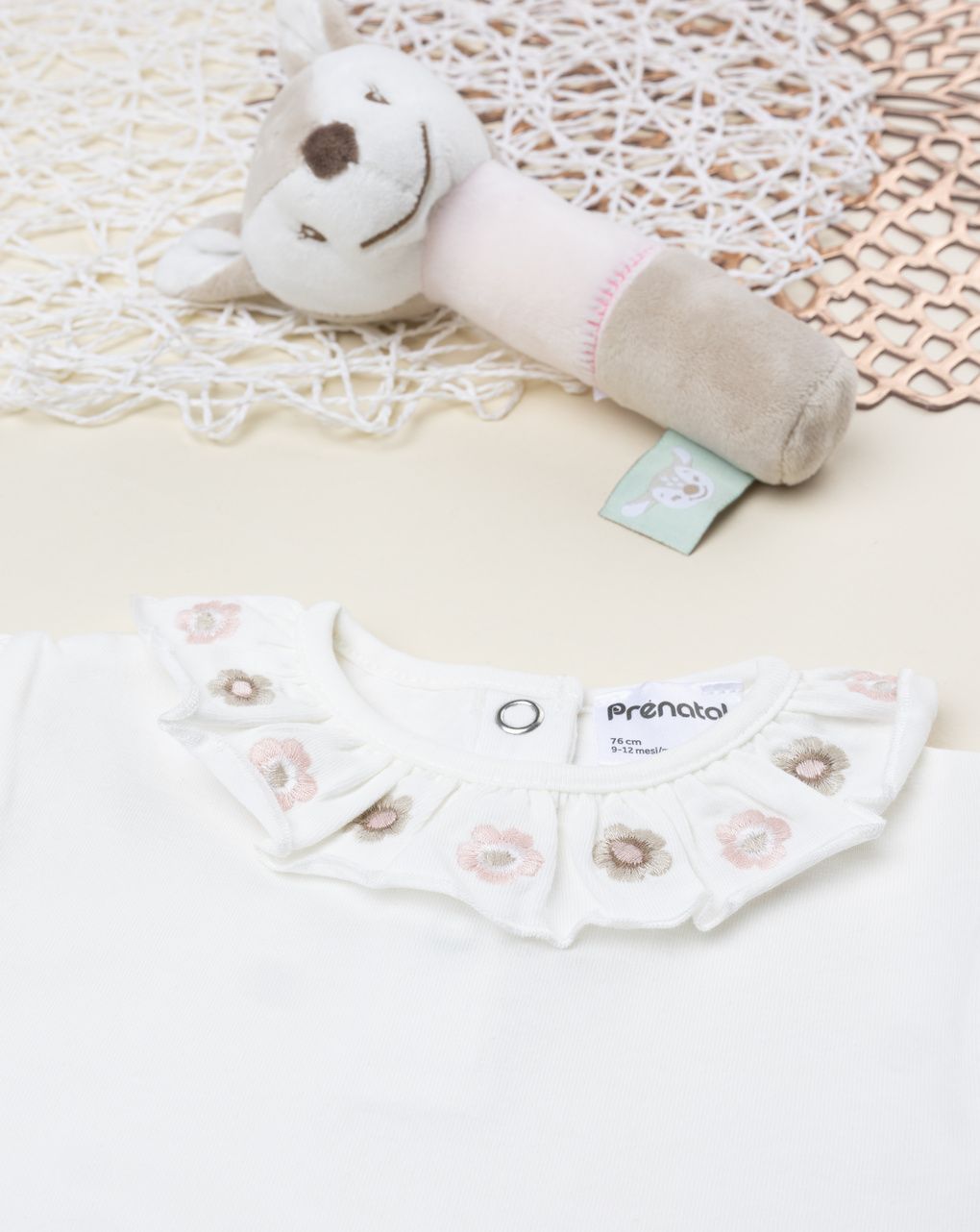 Body bimba bianco fiori ricamati