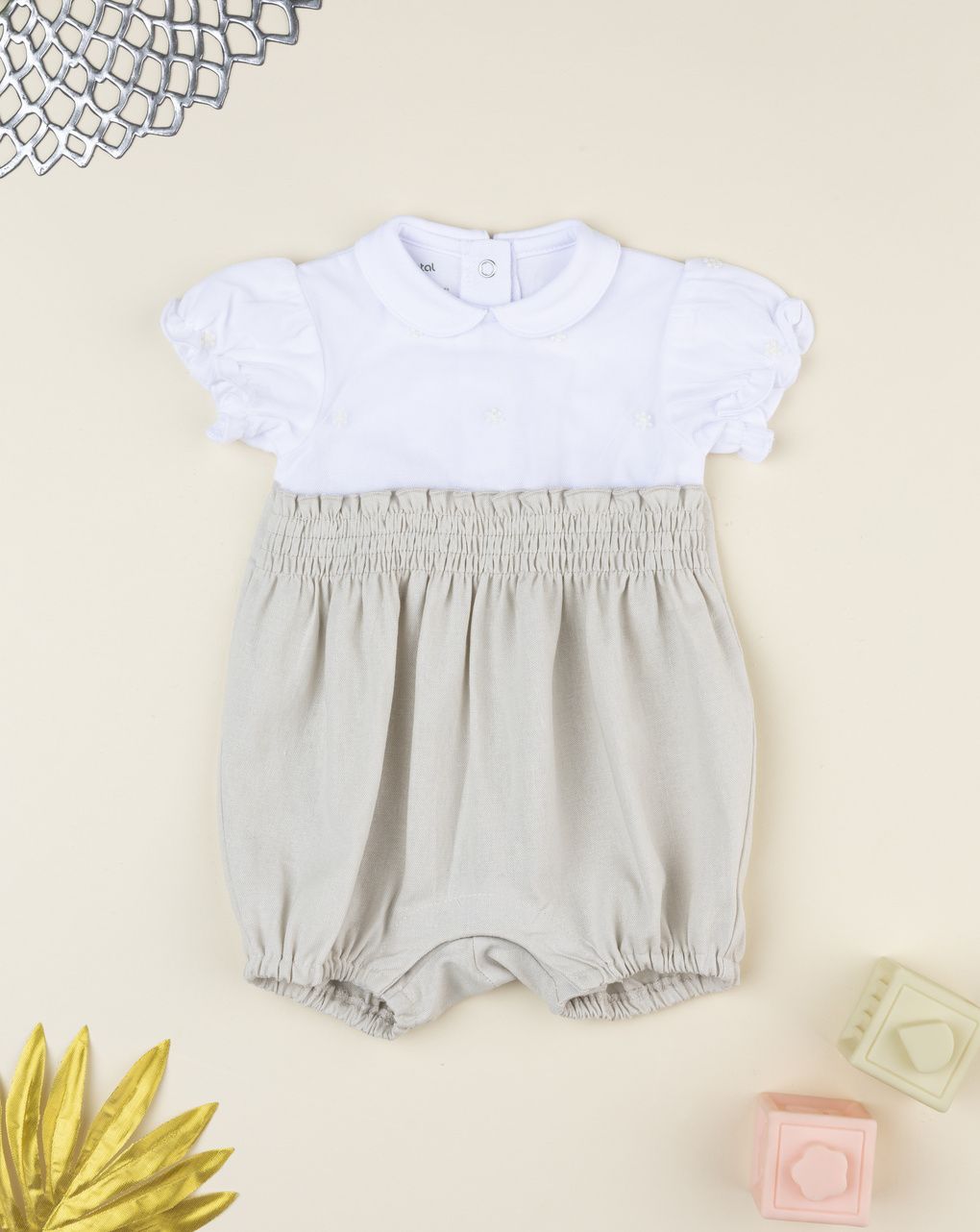 Pagliaccetto elegante bimba bianco/beige