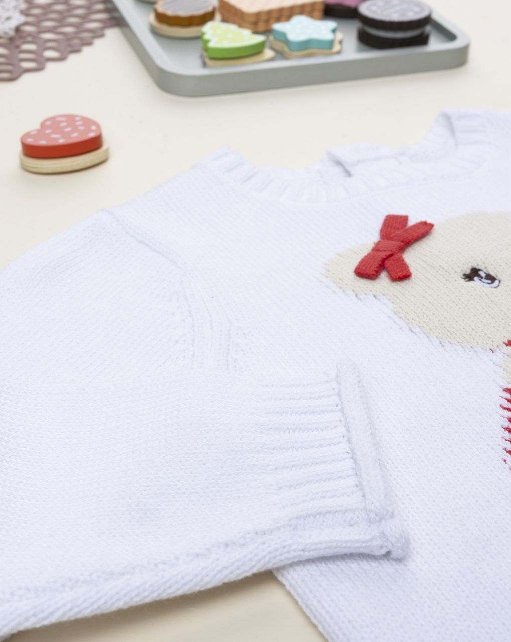 Maglione bimba bianco orso